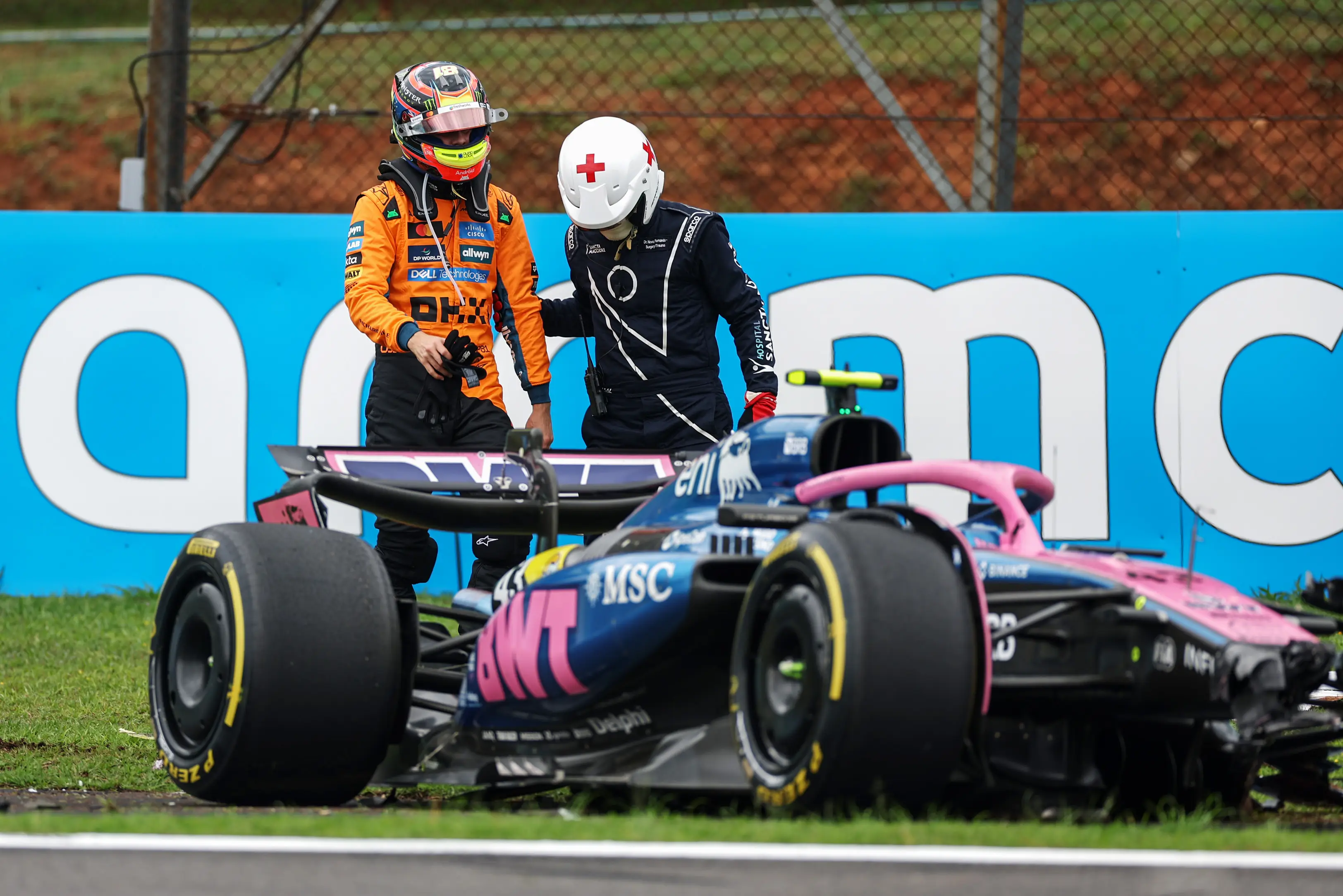 Oscar Piastri after his crash at the Sprint. Image credit: Getty