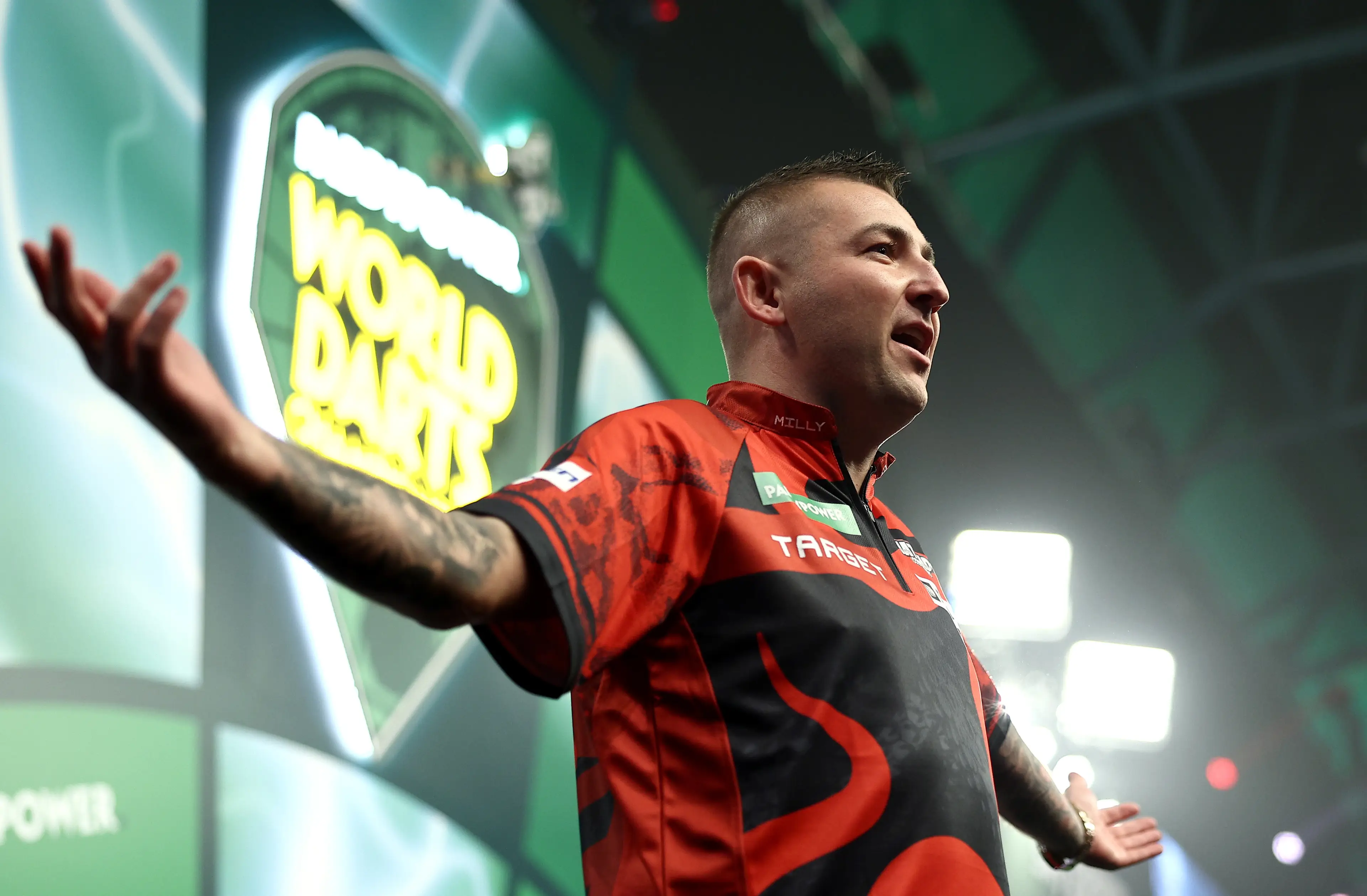 Nathan Aspinall has made it to the third round of the World Darts Championship. Image: Getty