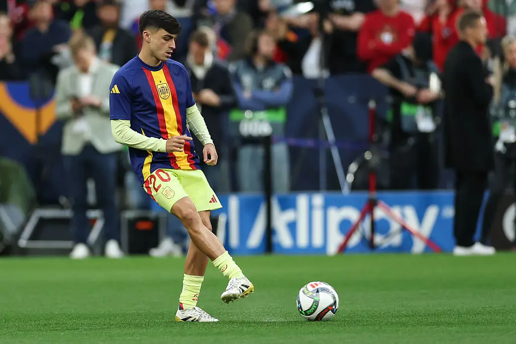Pedri during Spain's warm up on Sunday (Credit:Getty)