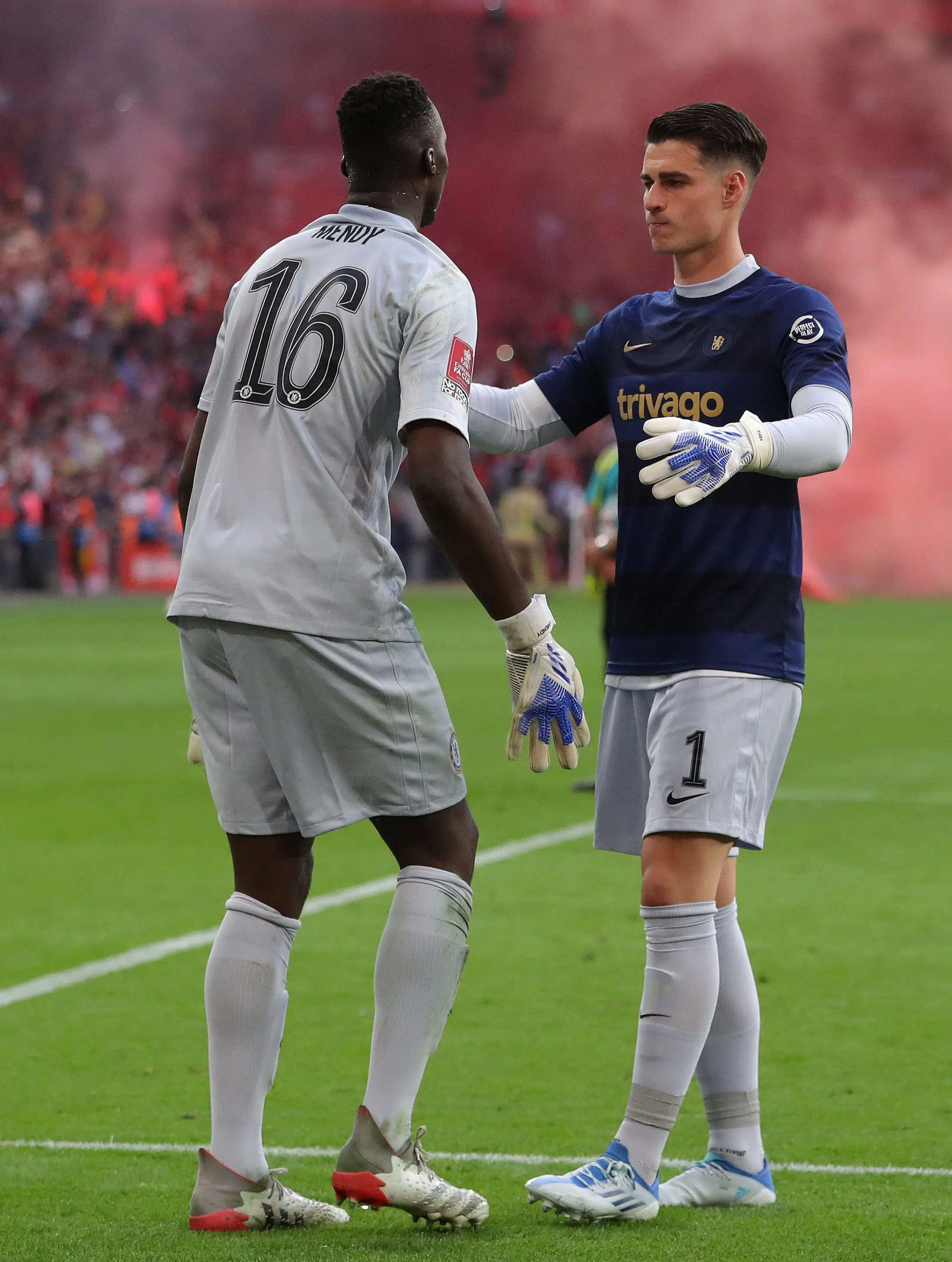 Edouard Mendy and Kepa Arrizabalaga together at Wembley. (Alamy)