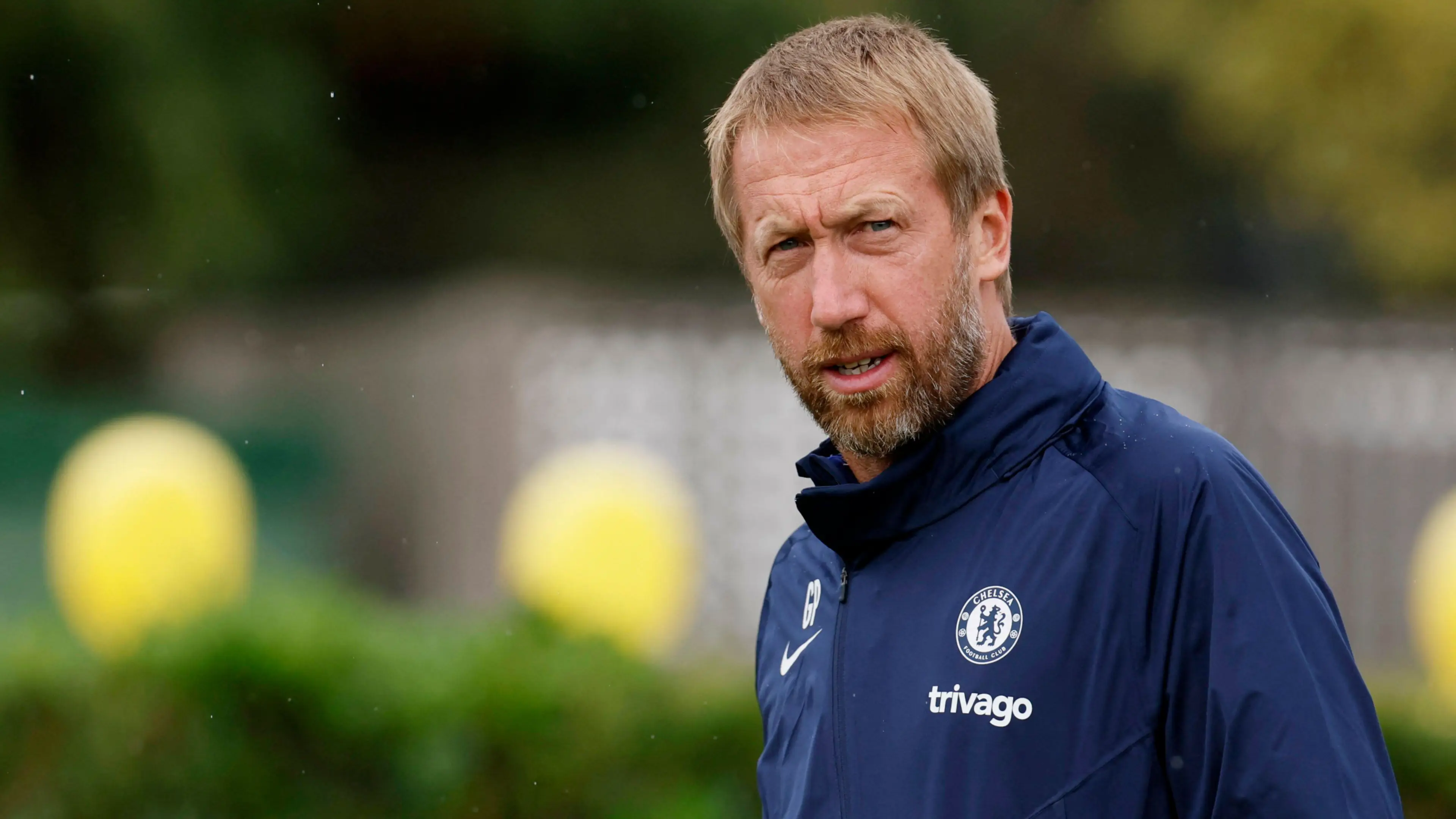 Chelsea manager Graham Potter during training. (Alamy)