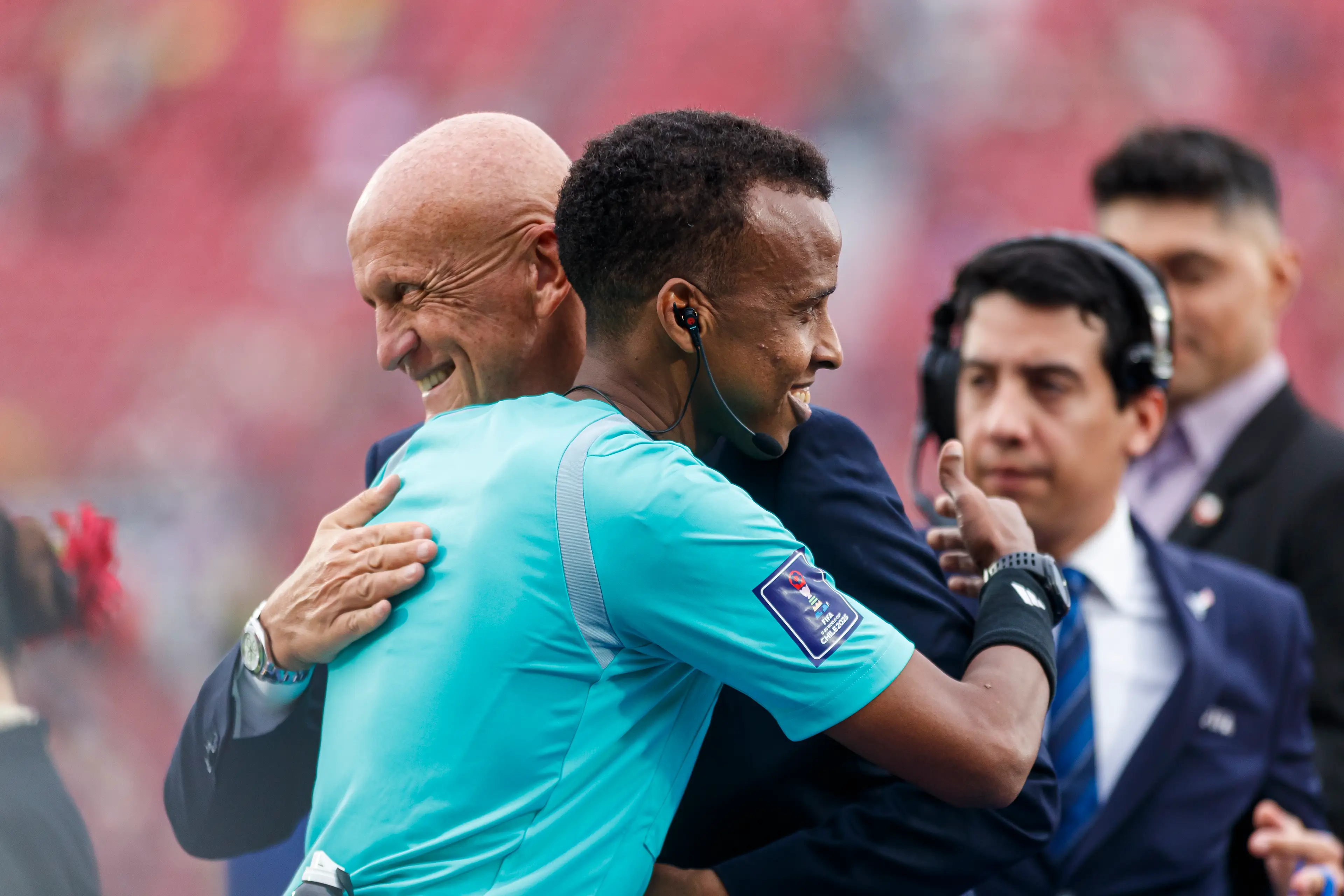 Omar Artan pictured alongside Pierluigi Collina, the chairman of the FIFA referees committee. Image credit: Getty