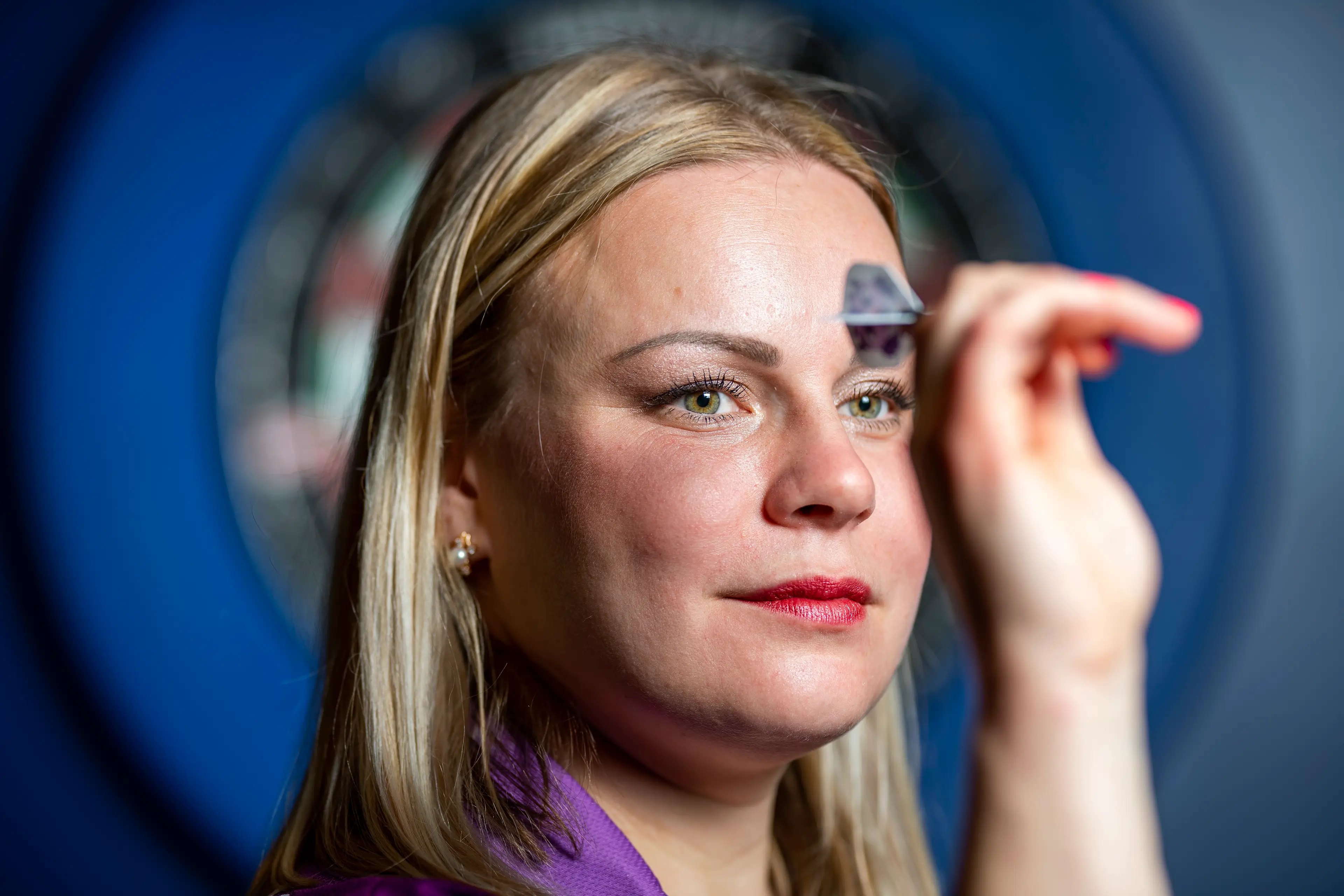 Anastasia Dobromyslova ahead of the World Darts Championship in 2018. Image credit: Getty