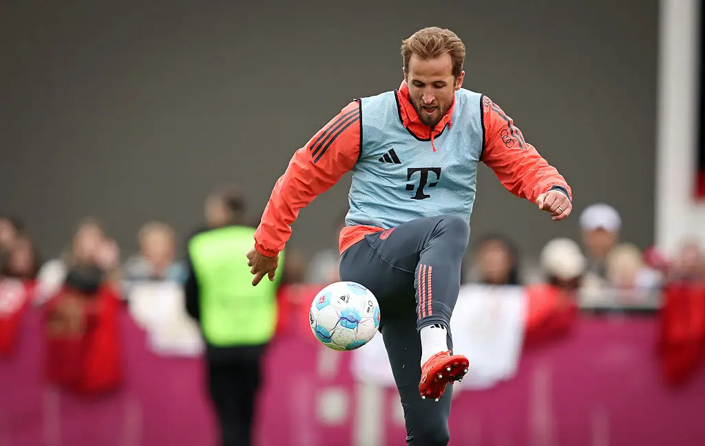 Harry Kane in Bayern Munich training on Tuesday (Credit:Getty)