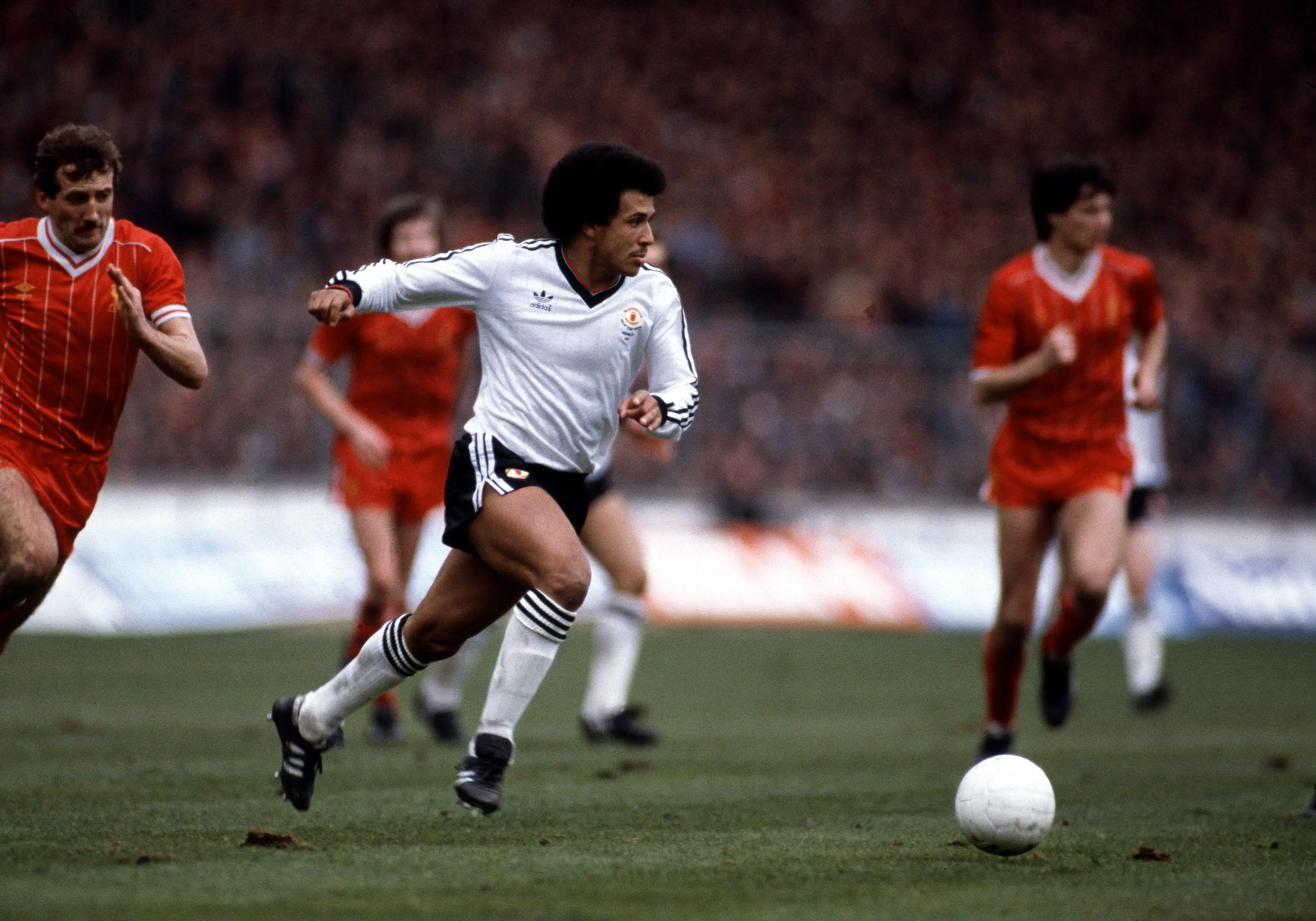 Remi Moses for Manchester United against Liverpool in 1983 (credit: getty)