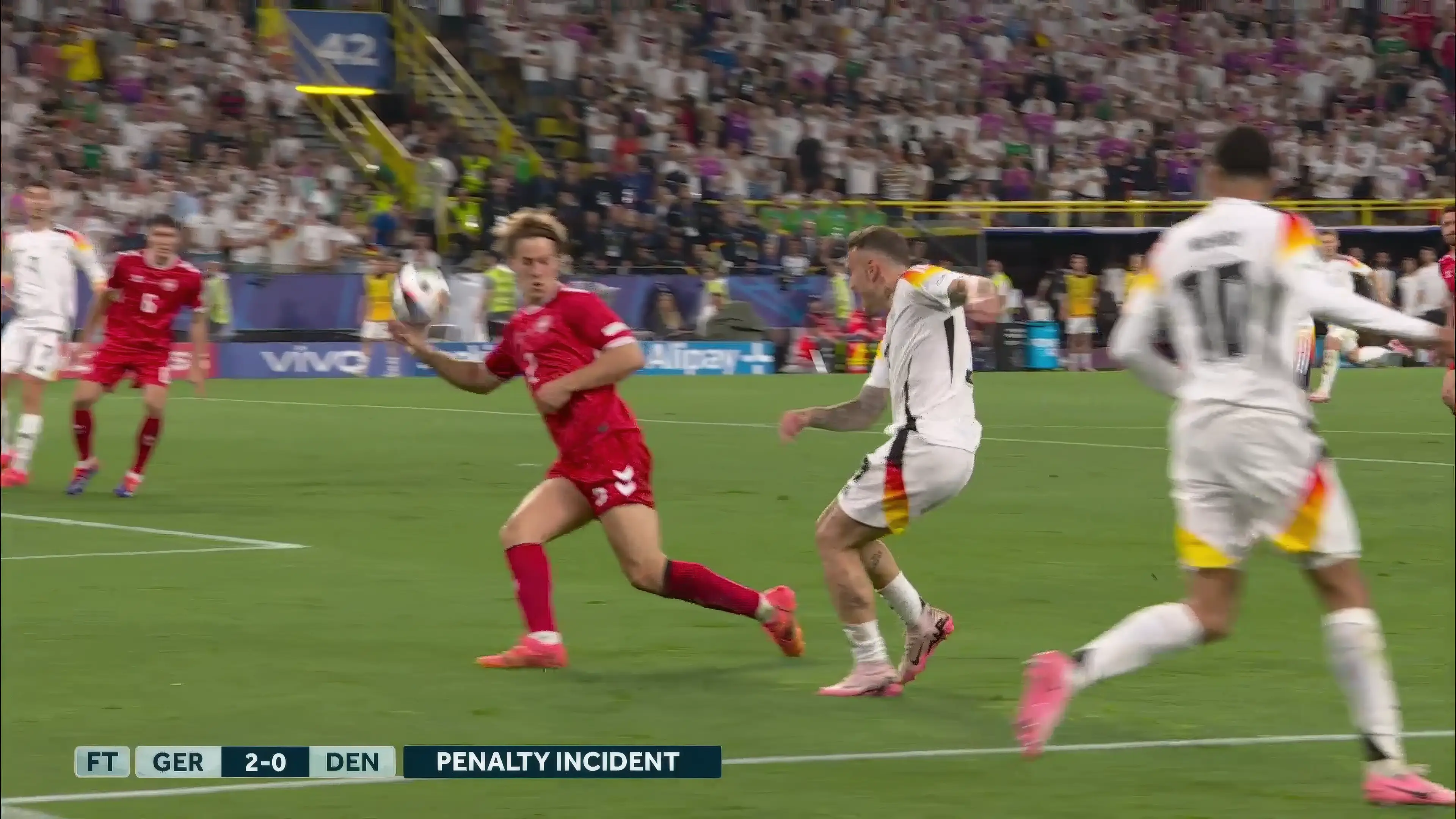 Andersen was penalised for handball (ITV)