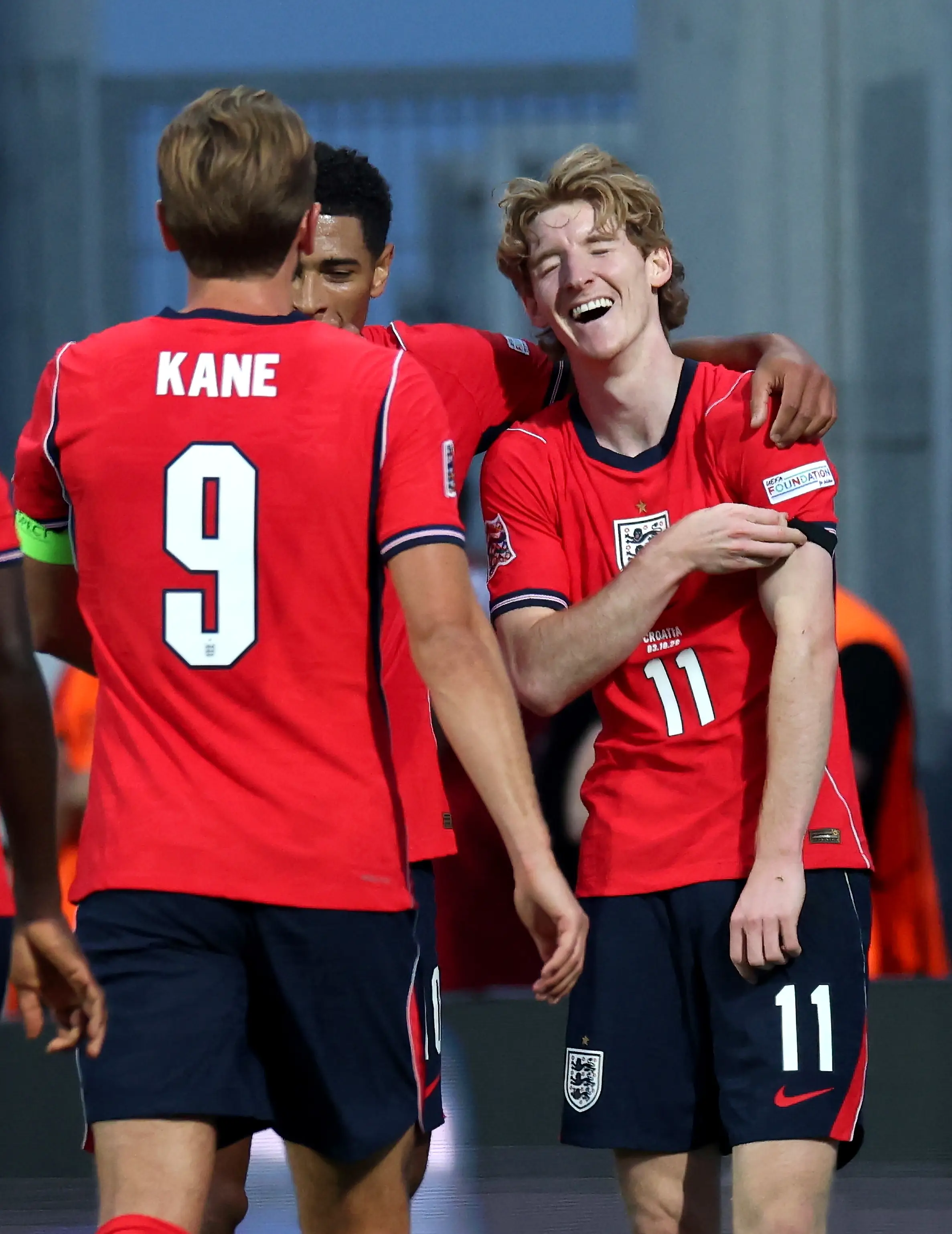 Gordon, Kane and Bellingham found the back of the net. Image credit: Getty