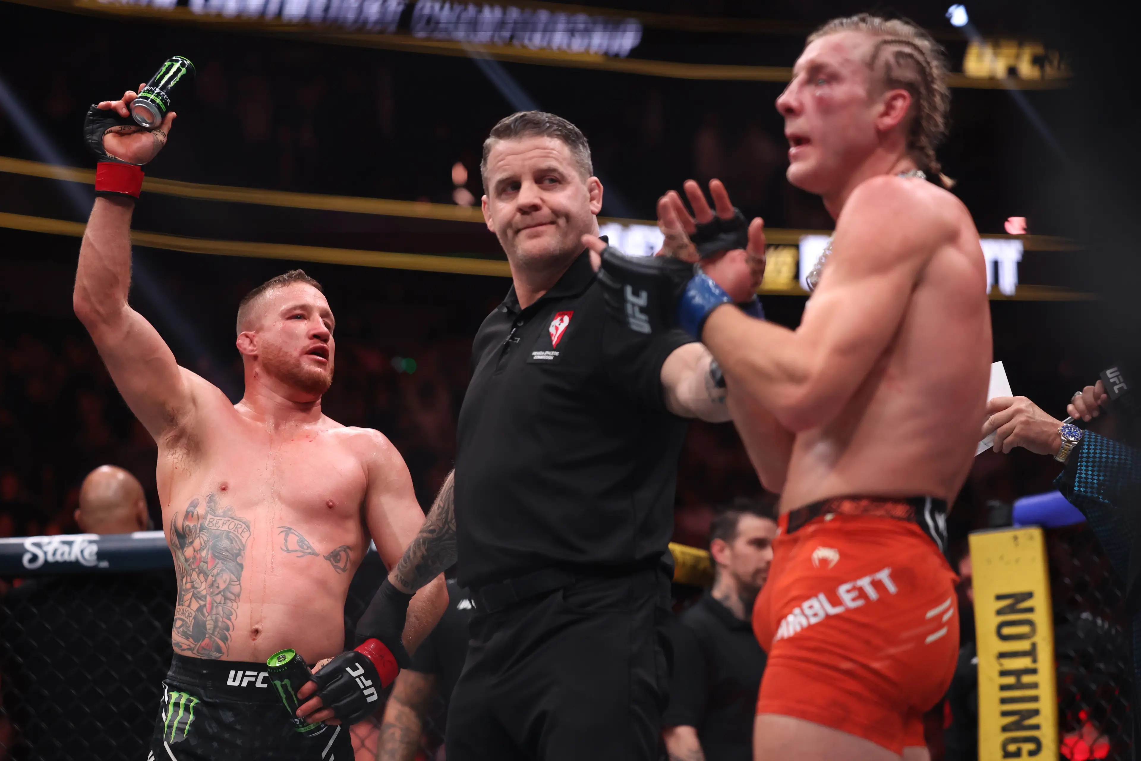 Justin Gaethje beat Paddy Pimblett by unanimous decision at UFC 324. Image: Getty 