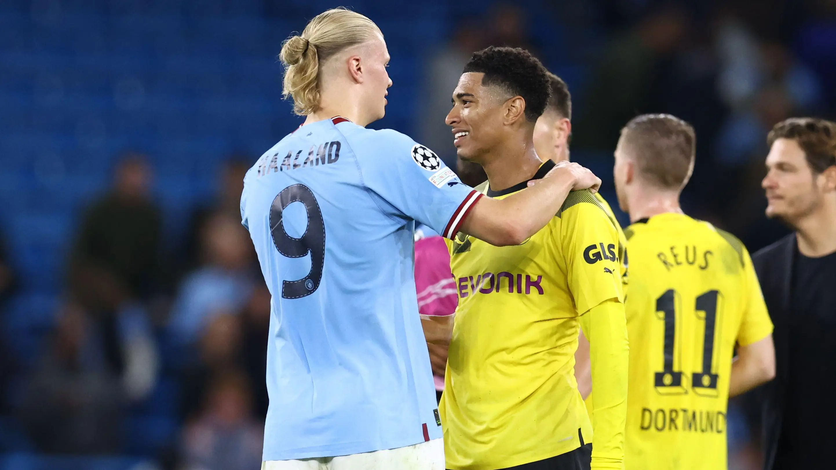 Erling Haaland with Jude Bellingham.