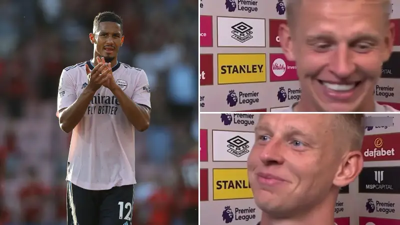 Arsenal fans are loving Oleksandr Zinchenko’s interview after William Saliba’s stunning goal