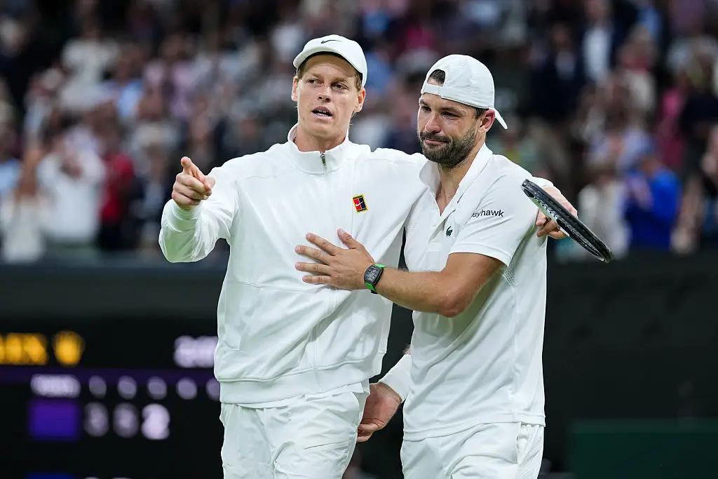 Jannik Sinner consoled Grigor Dimitrov after he suffered the injury. (Image: Getty)
