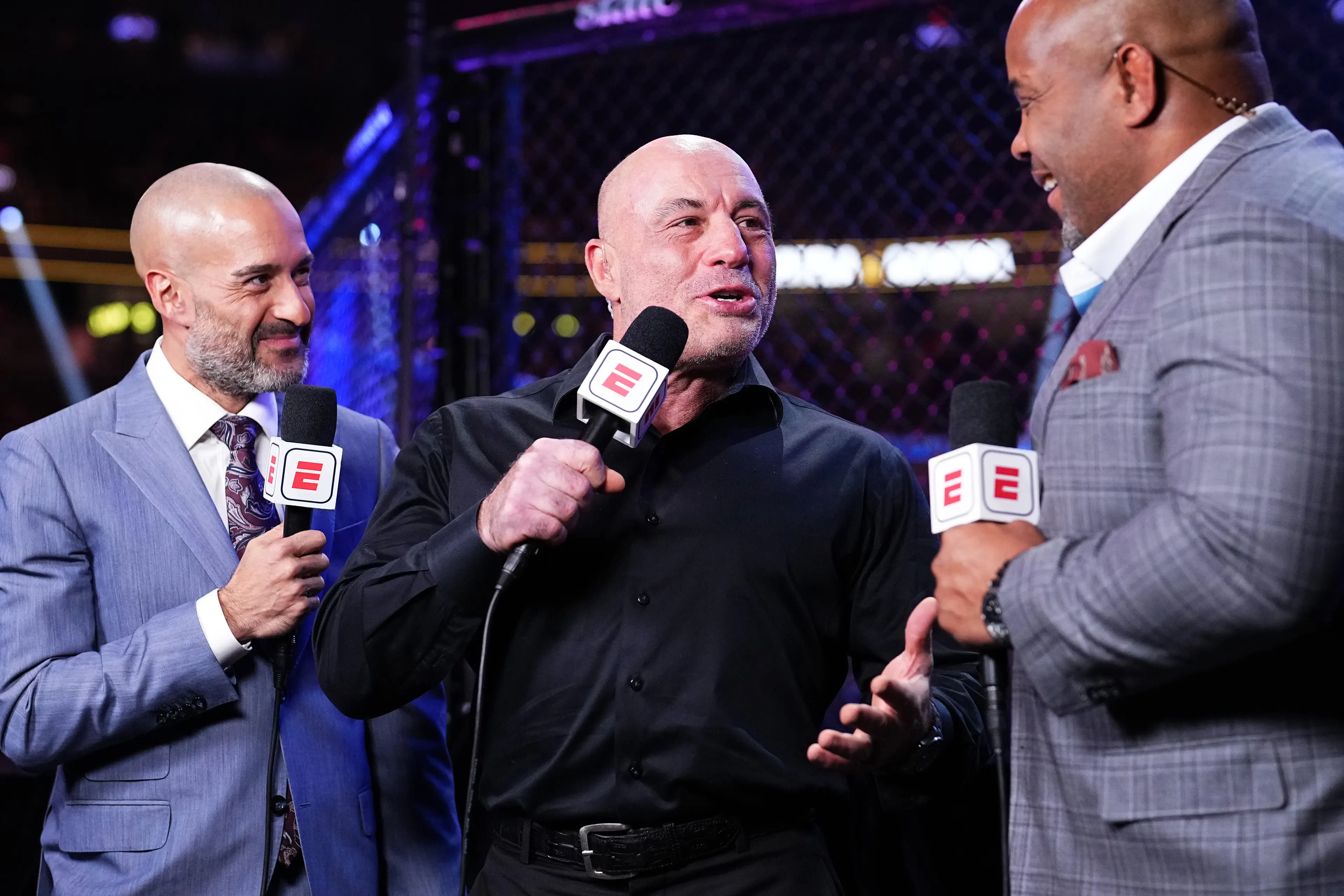 Joe Rogan during the broadcast of UFC 310. Image: Getty