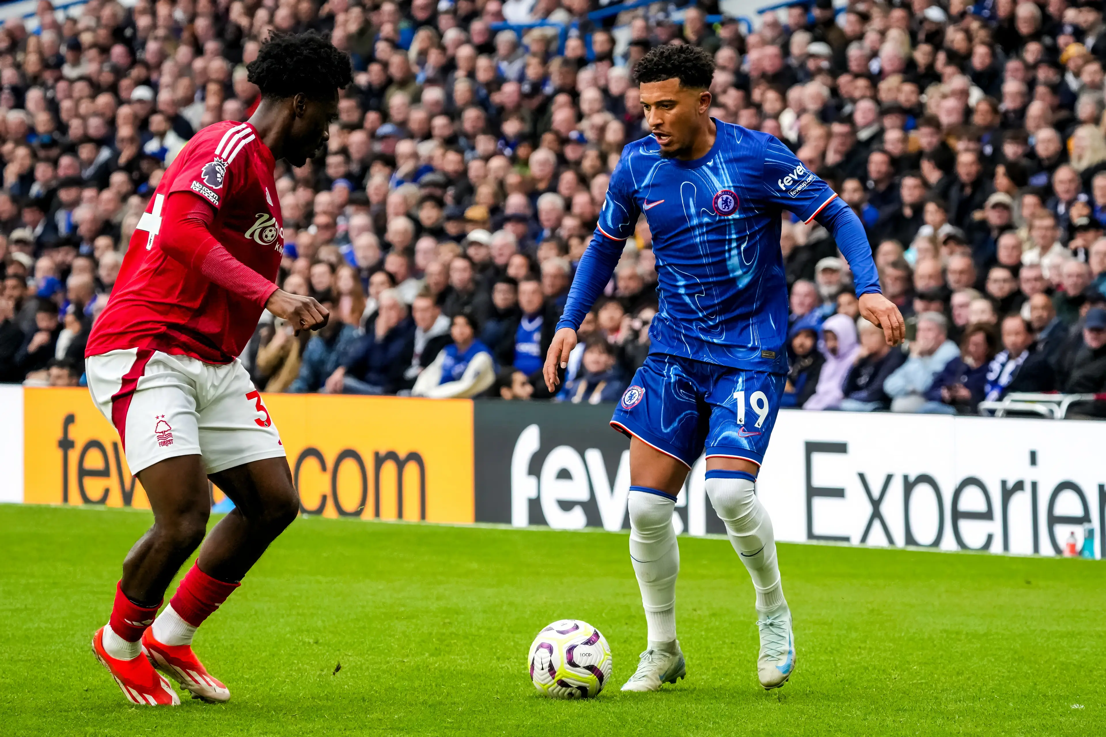 Jadon Sancho in action for Chelsea. Image: Getty