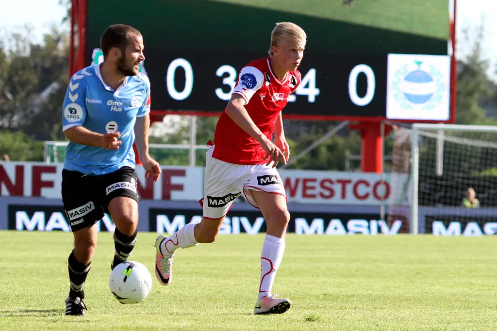 Erling Haaland (right) in action for Bryne in 2016 (Credit:Getty)