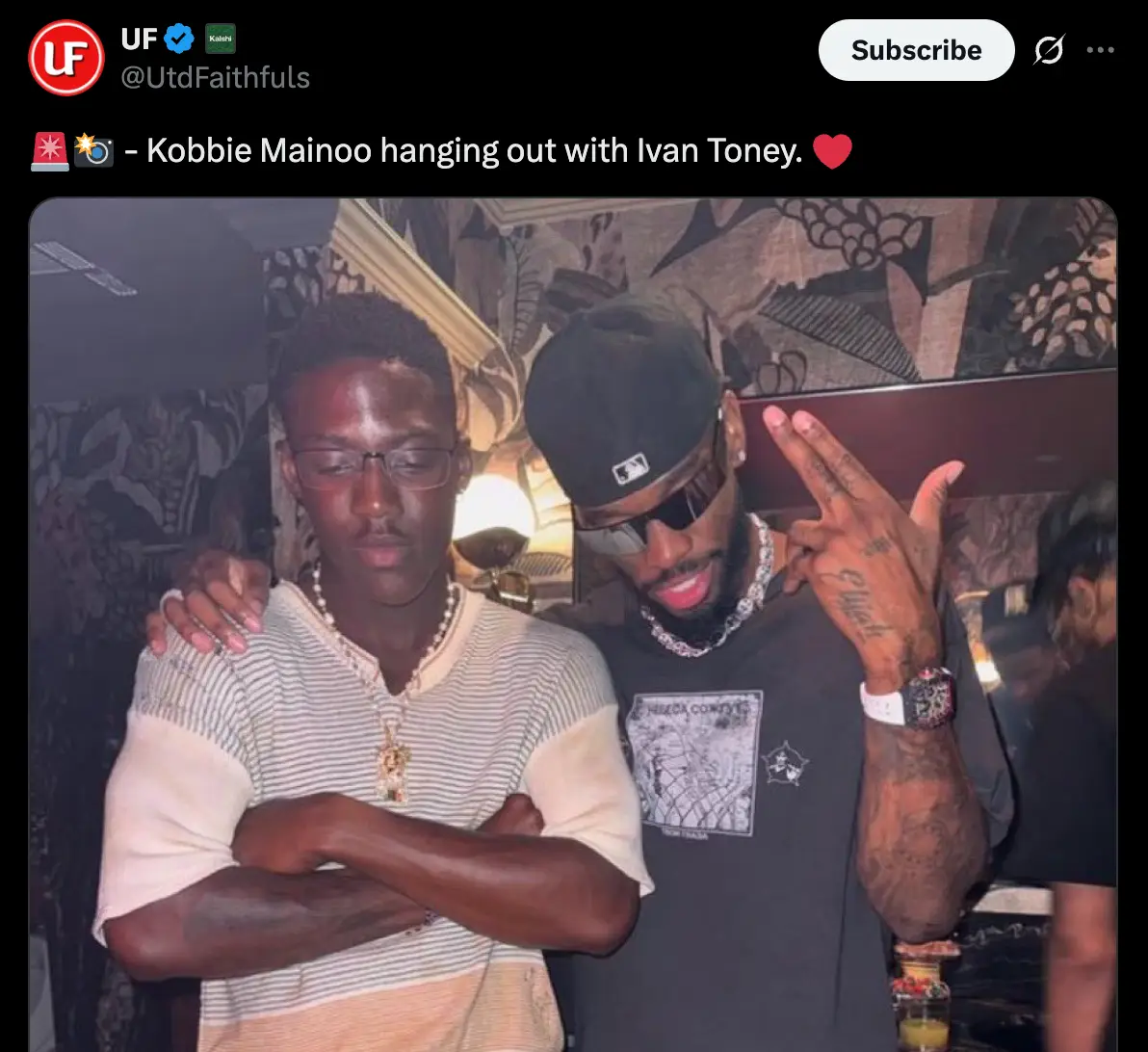 Kobbie Mainoo and Ivan Toney on holiday (Image: Instagram)