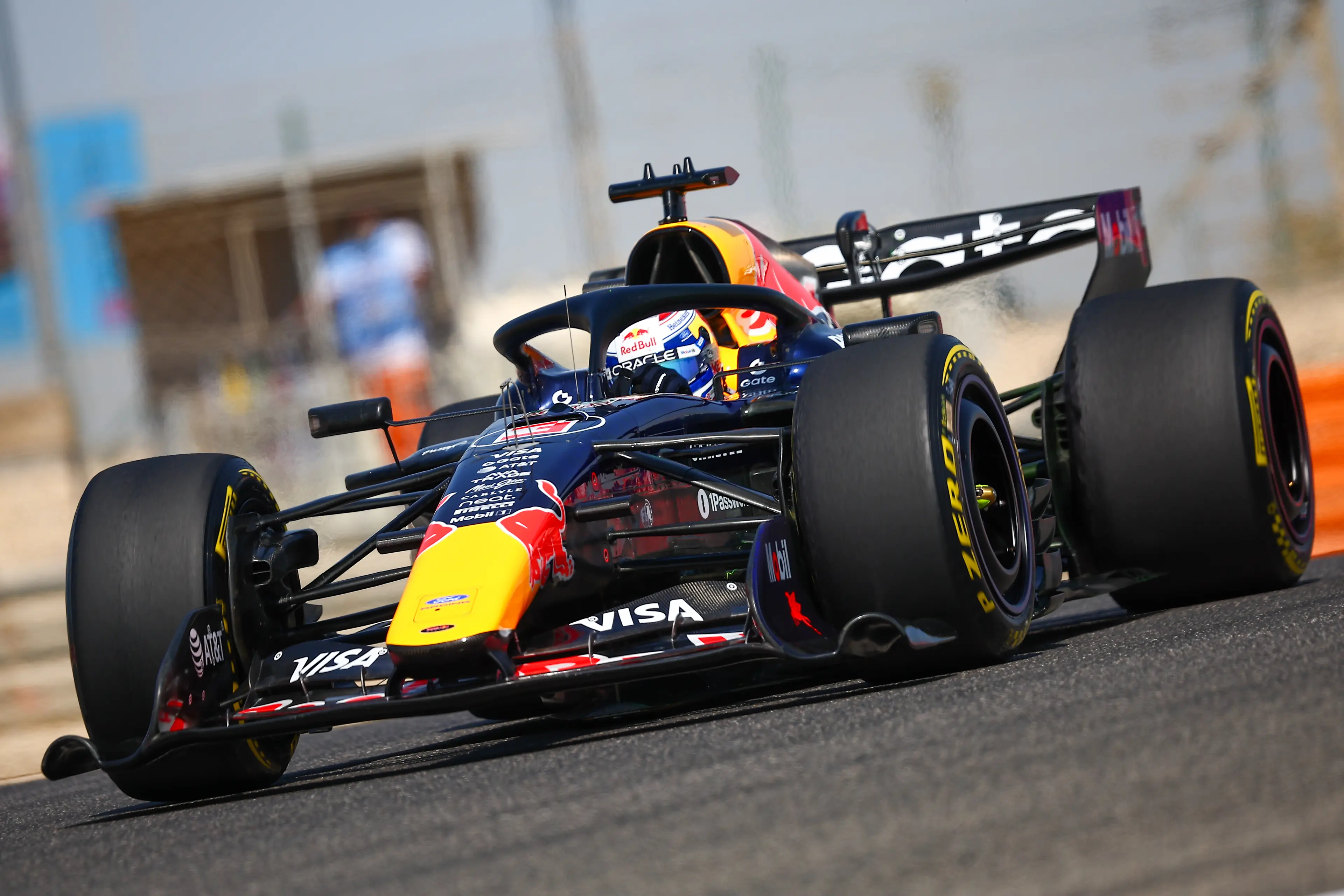 Max Verstappen on track in Bahrain. Image: Getty