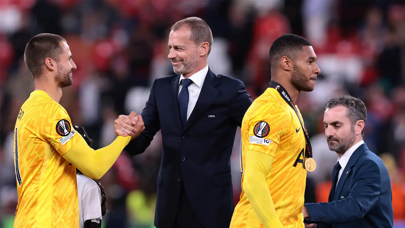 One of Whiteman's last acts as a Spurs player was receiving a Europa League winner's medal (Image: Getty)