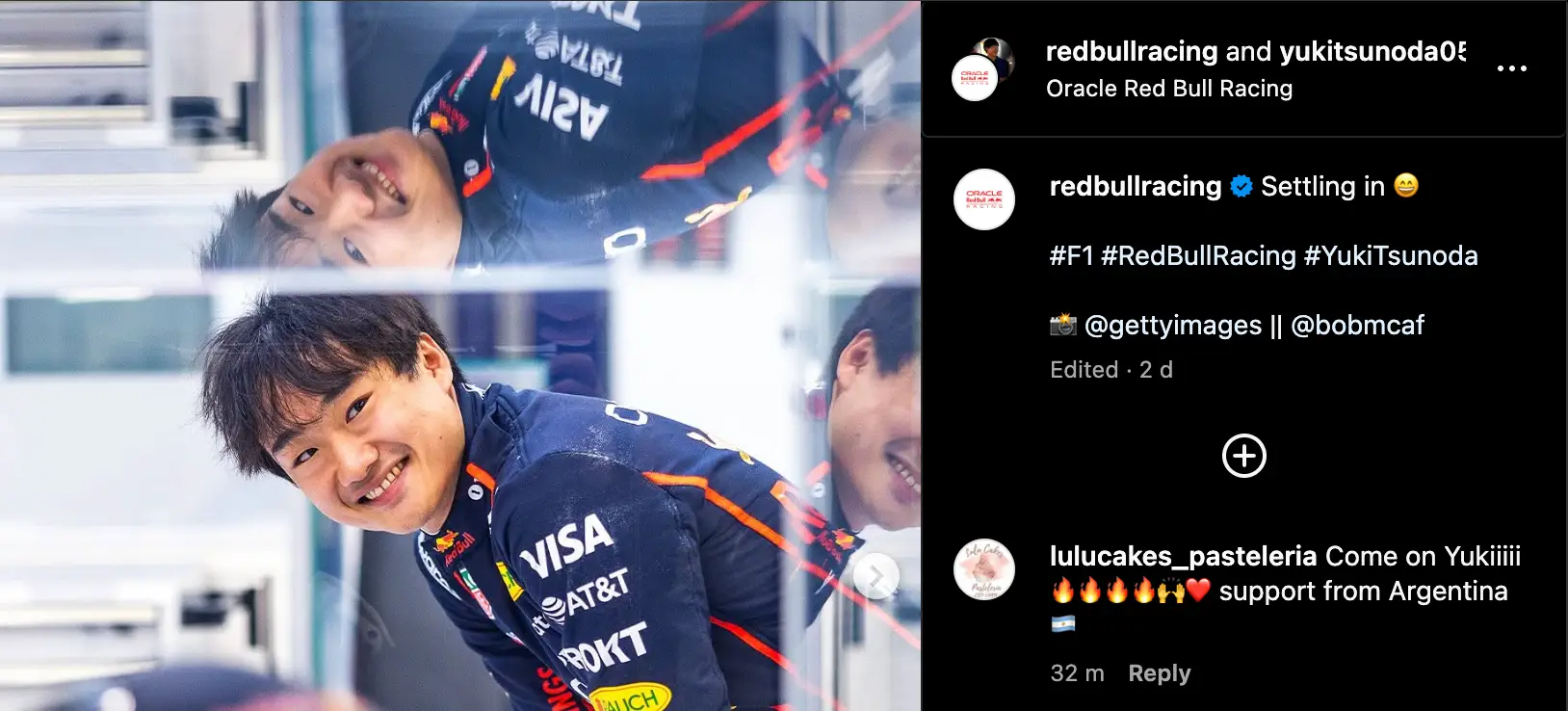 Red Bull driver Yuki Tsunoda pictured (Image: Instagram)