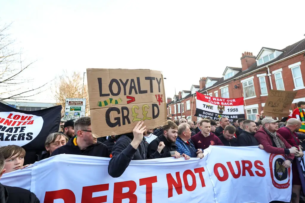 Manchester United fans protested the club's ownership ahead of the Premier League match against Arsenal. (Image: Getty)
