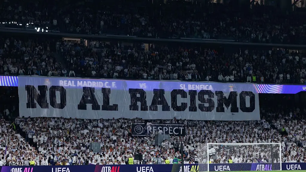 Real Madrid fans held up a banner reading 'No Al Racismo' during the match. (Image: Getty)