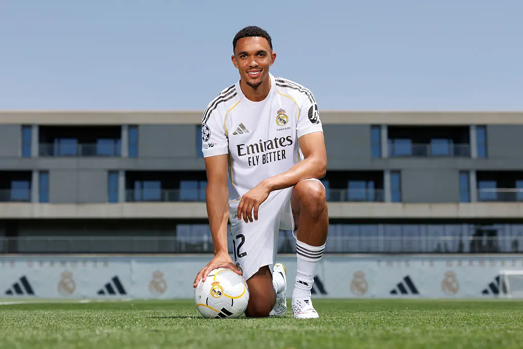 Trent Alexander-Arnold was unveiled as a Real Madrid player at the Valdebebas training ground on June 12. (Image: Getty)