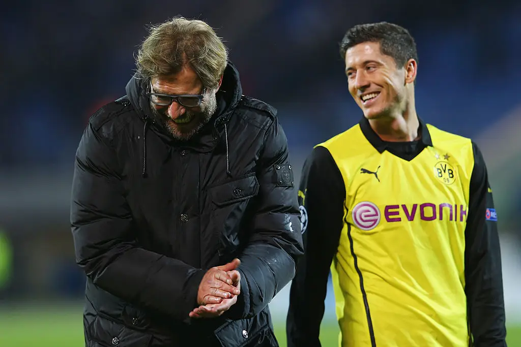 Jurgen Klopp and Robert Lewandowski at Borussia Dortmund (Credit:Getty)