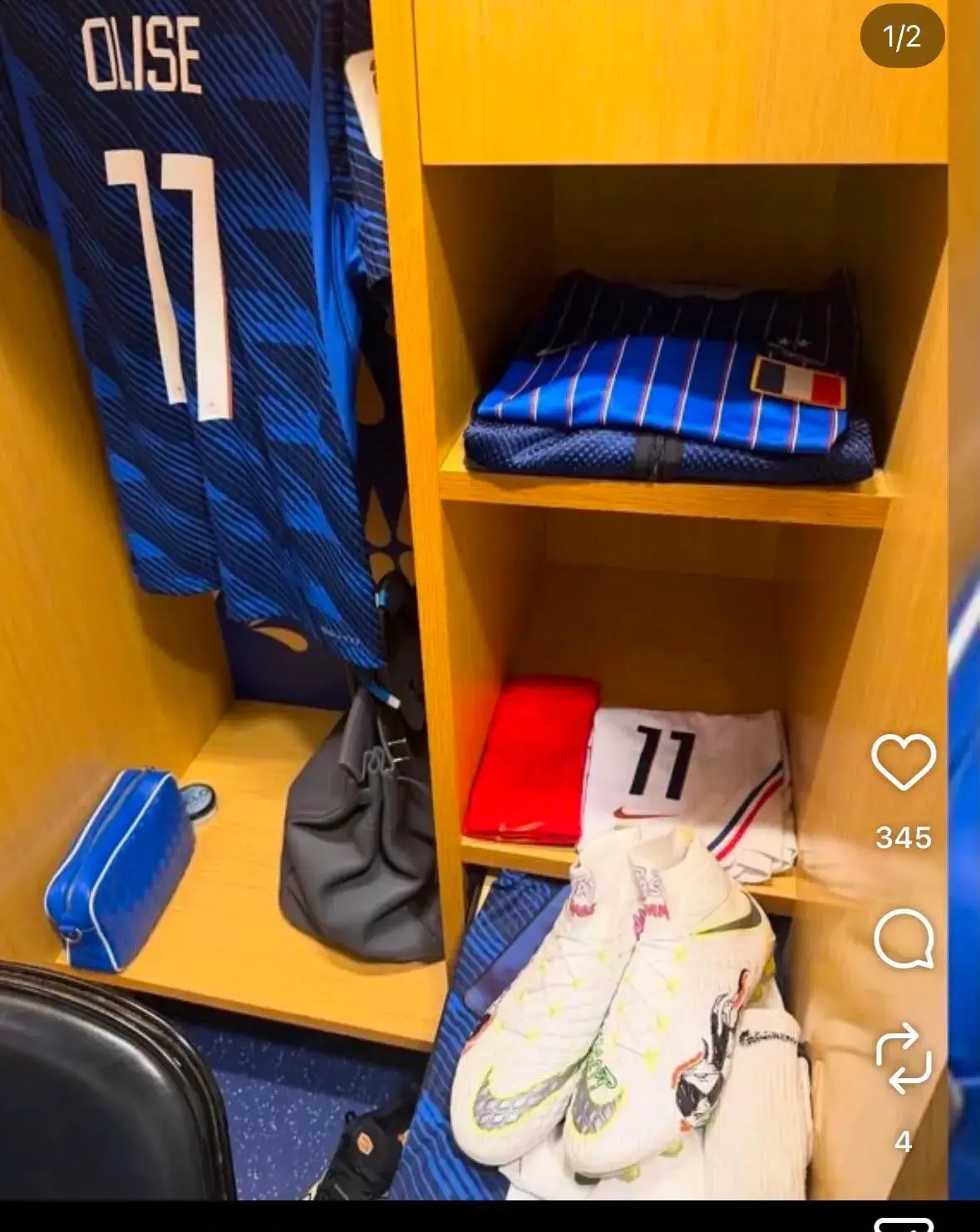 Olise showed off the nicotine pouches in his locker. Image: Instagram/@m.olise