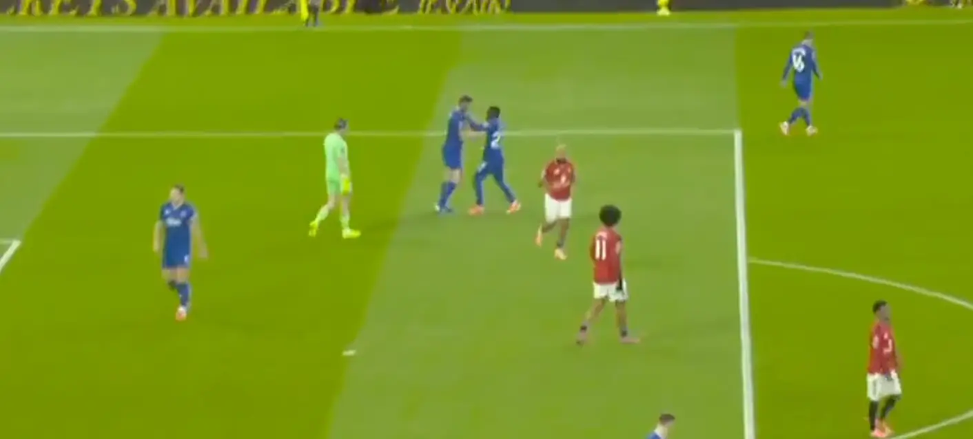 Replays showed Gueye making contact with Keane's face (Image: Sky Sports)