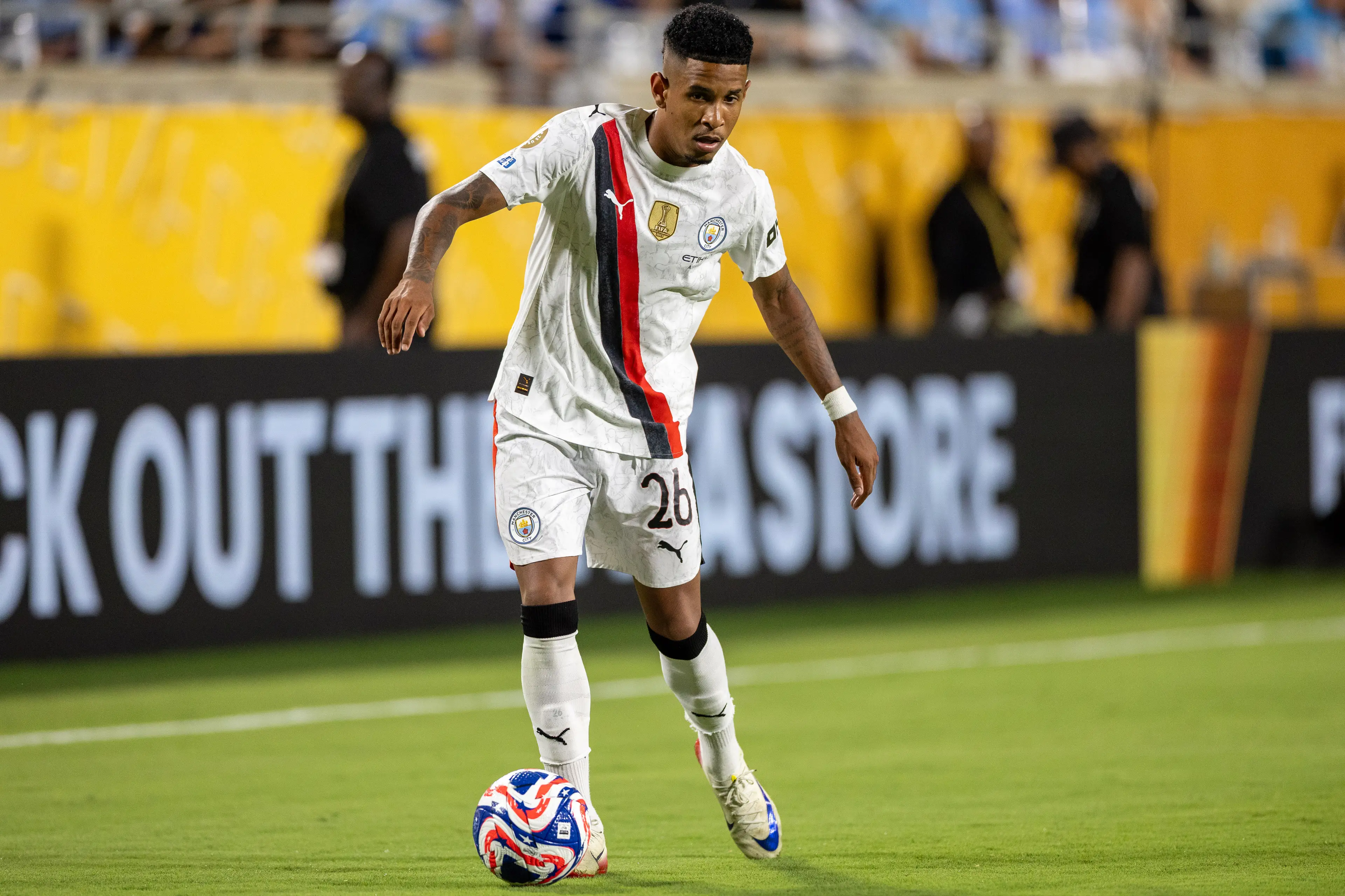 Savinho in action for Manchester City at the Club World Cup. Image: Getty 