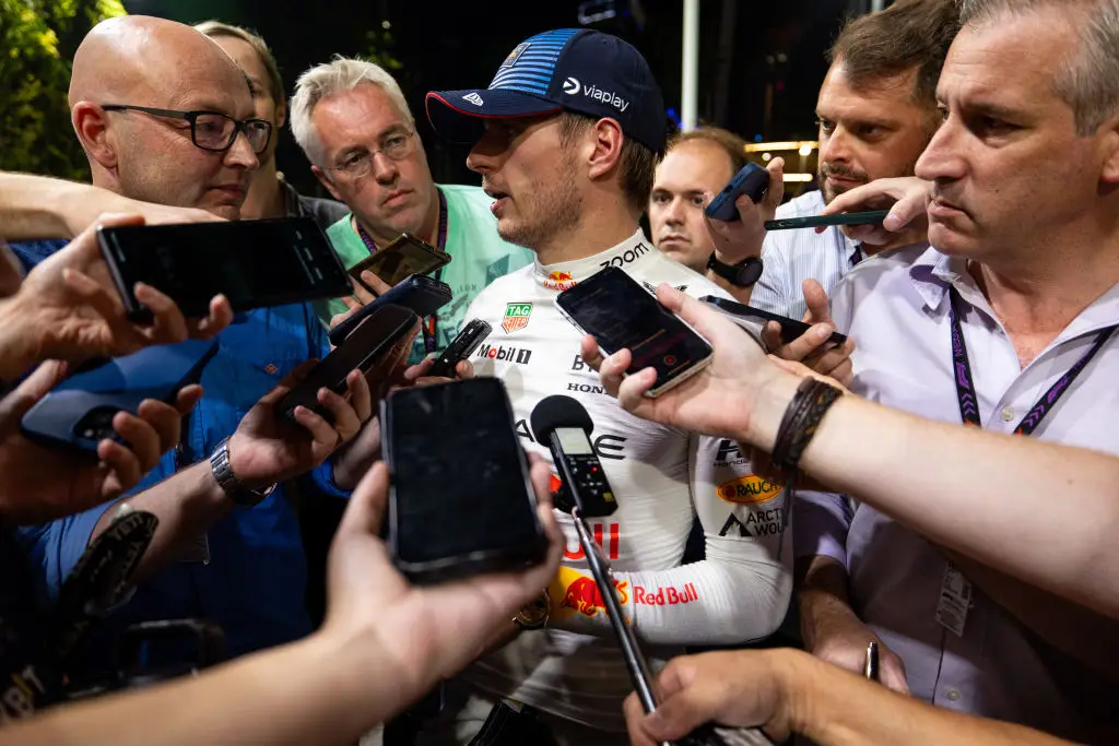 Max Verstappen facing the media at the 2024 Singapore Grand Prix- Getty