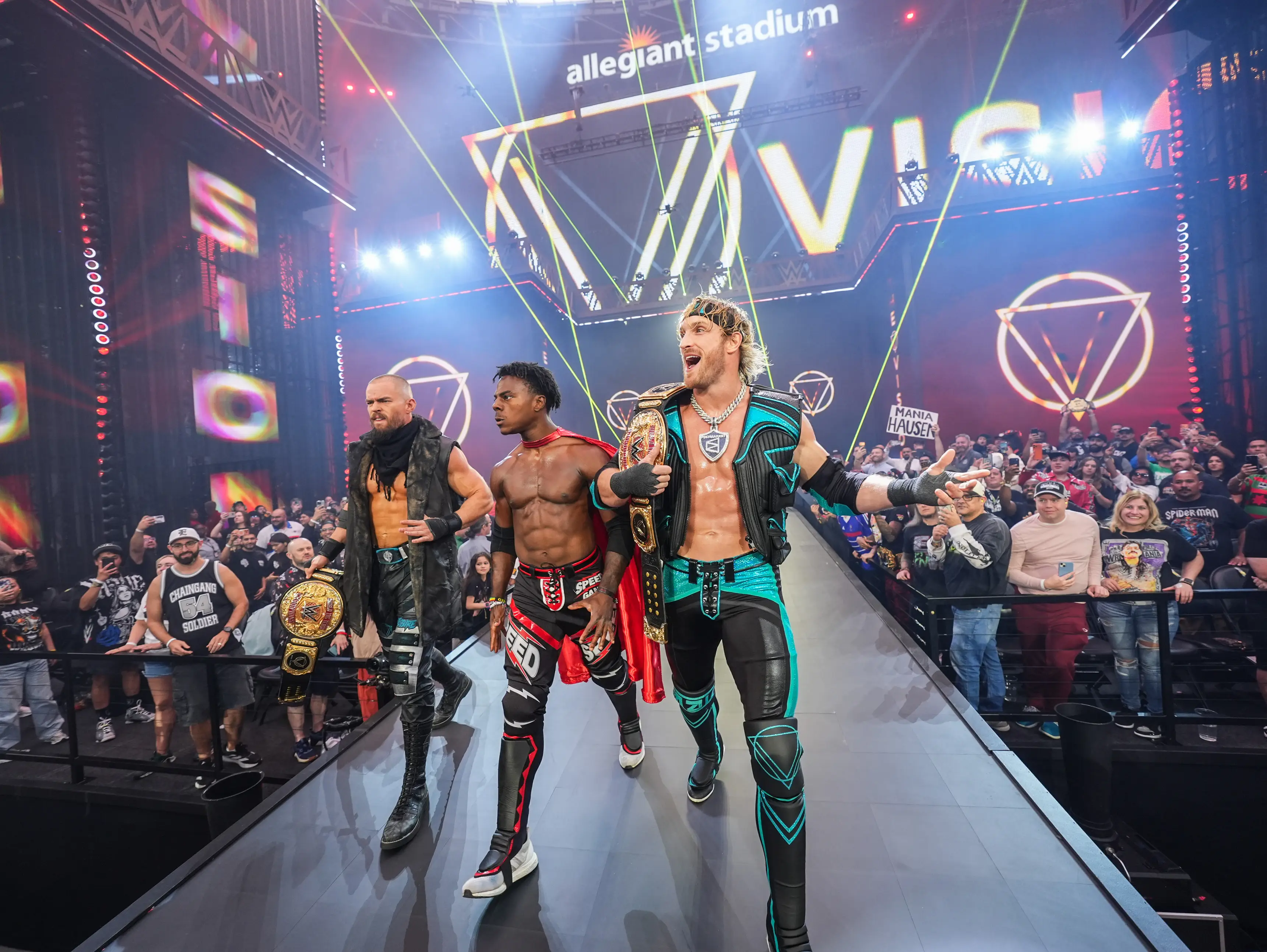 Paul wore the chain at WrestleMania 42 on Saturday. Image: Getty