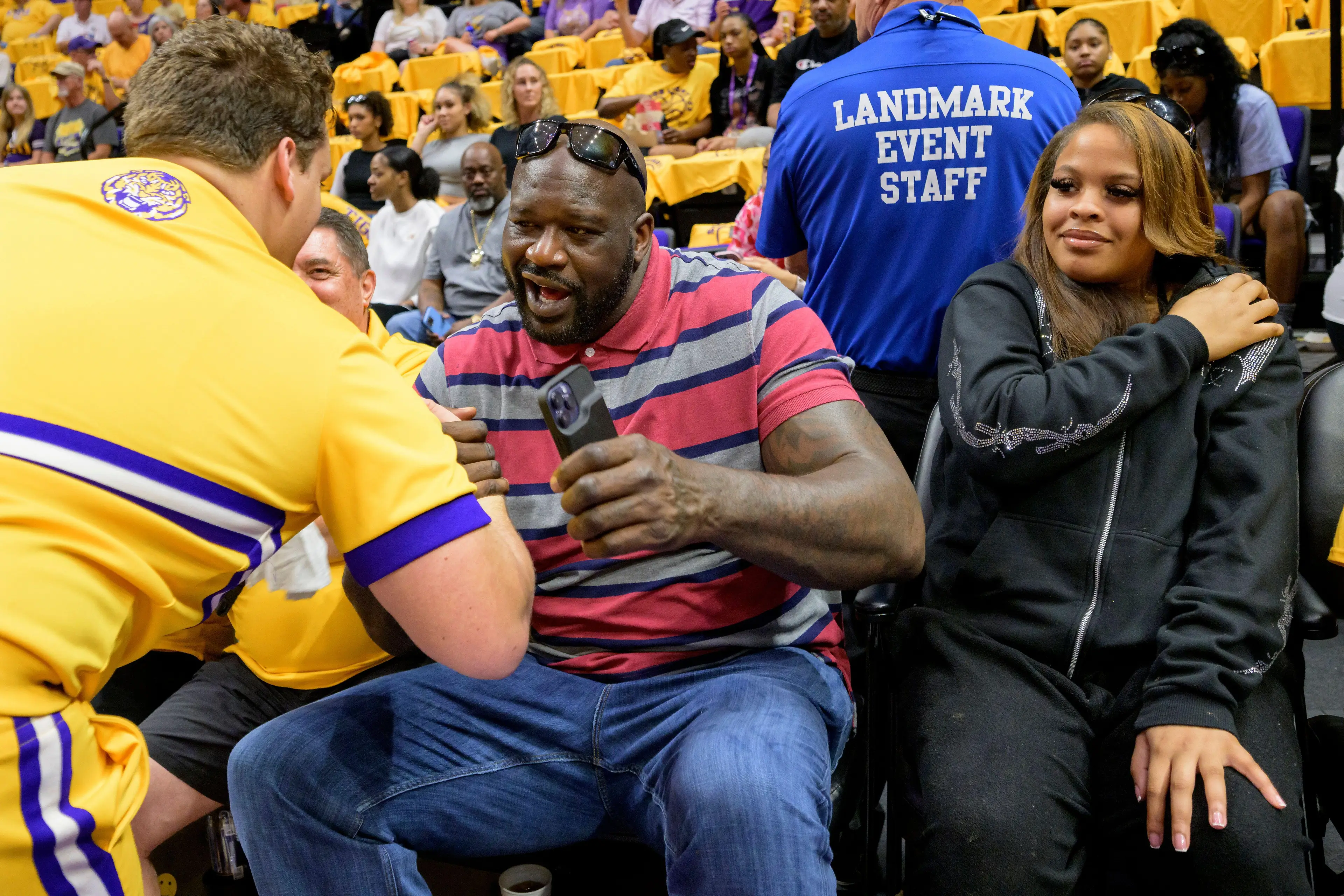 O'Neal taking in a LSU match, his former college team. Image: Alamy