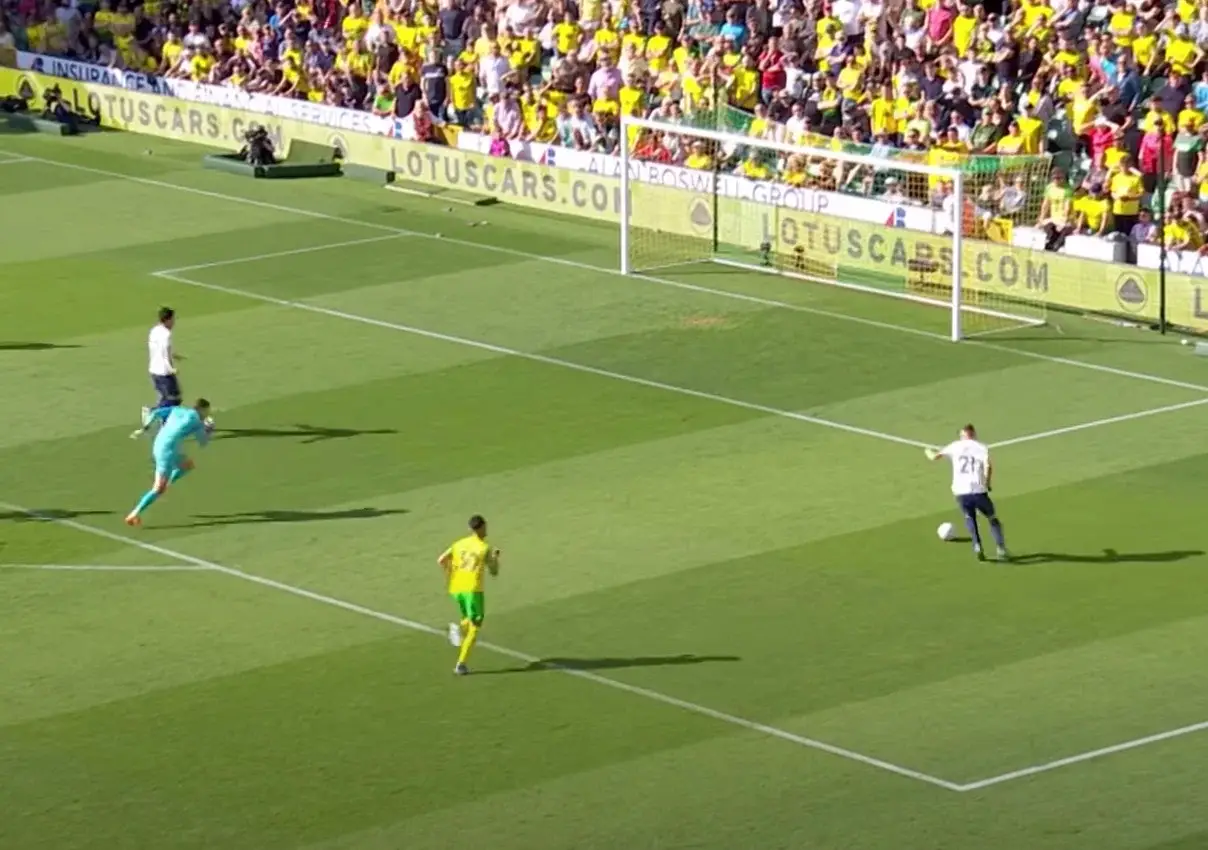 Kulusevski messed up from here. Image: Sky Sports