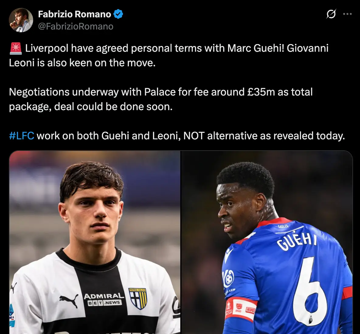 Image: Twitter/@FabrizioRomano