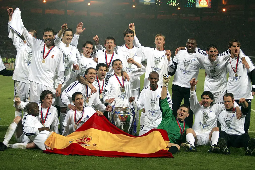 Real Madrid after winning the 2002 Champions League (Credit:Getty)