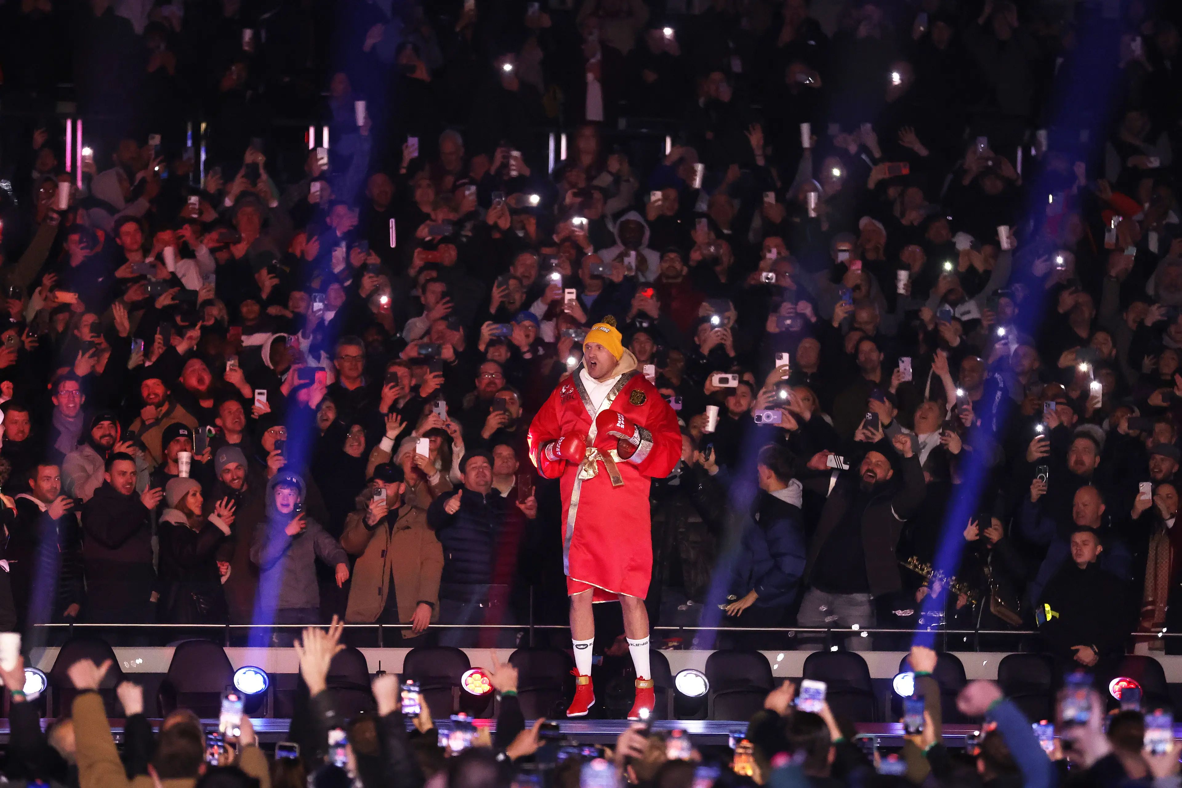 Tyson Fury is set to return to the Tottenham Hotspur Stadium for his comeback fight in April. Image: Getty 