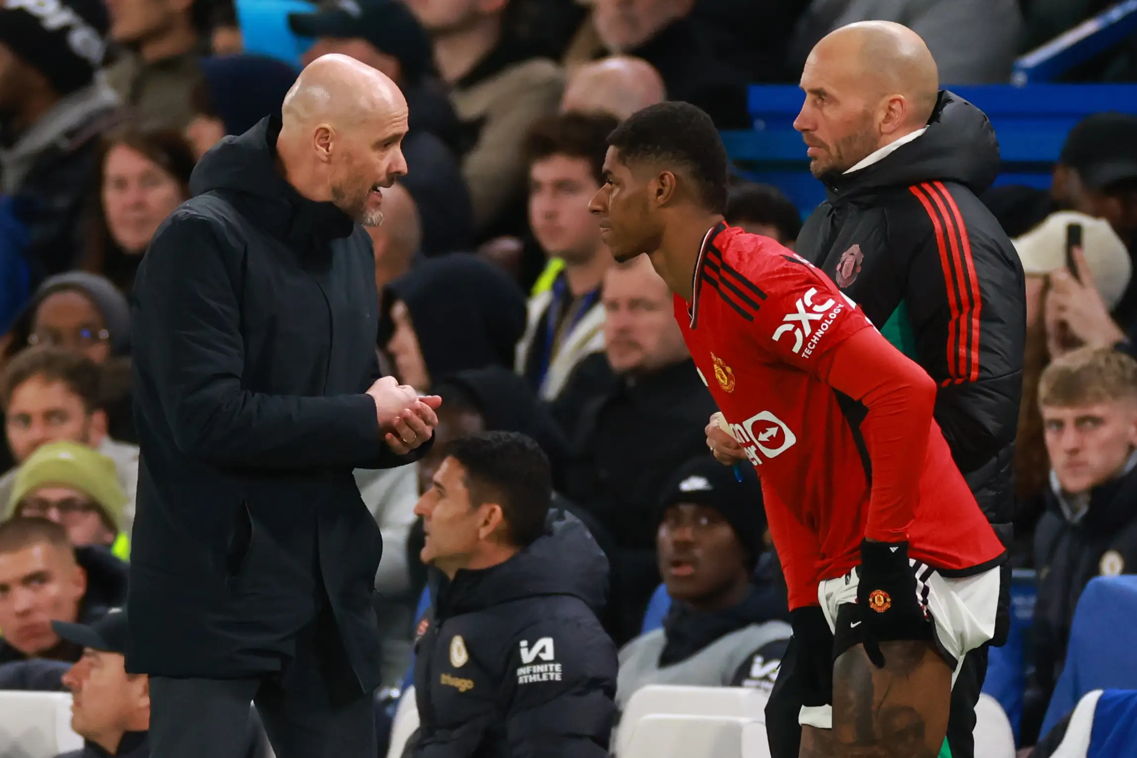 Ten Hag brought Rashford on in the second half. (