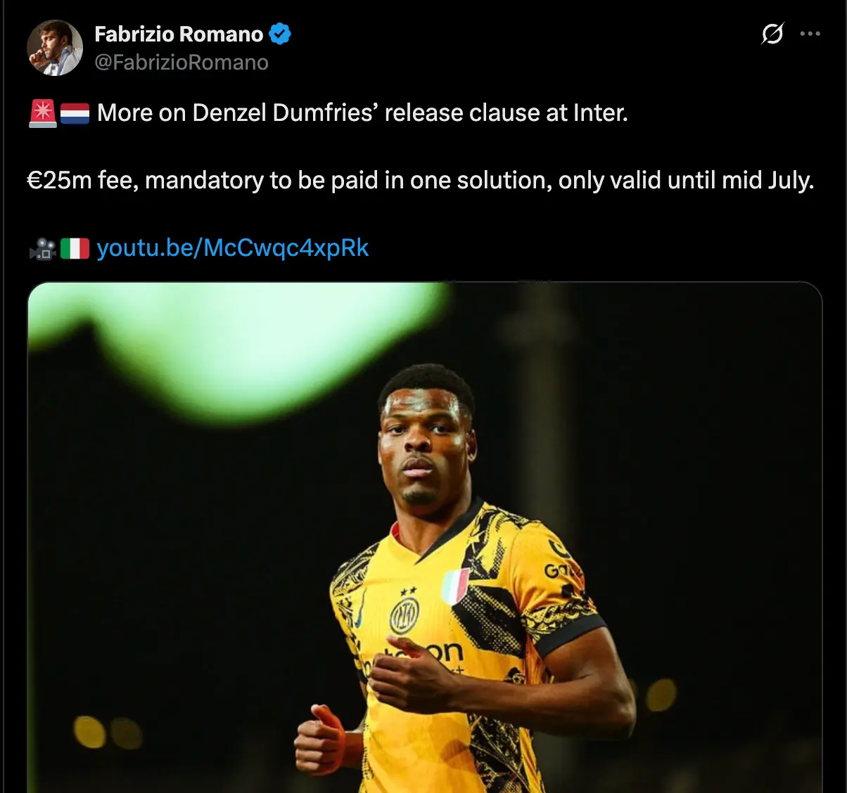 Image: Twitter/@FabrizioRomano