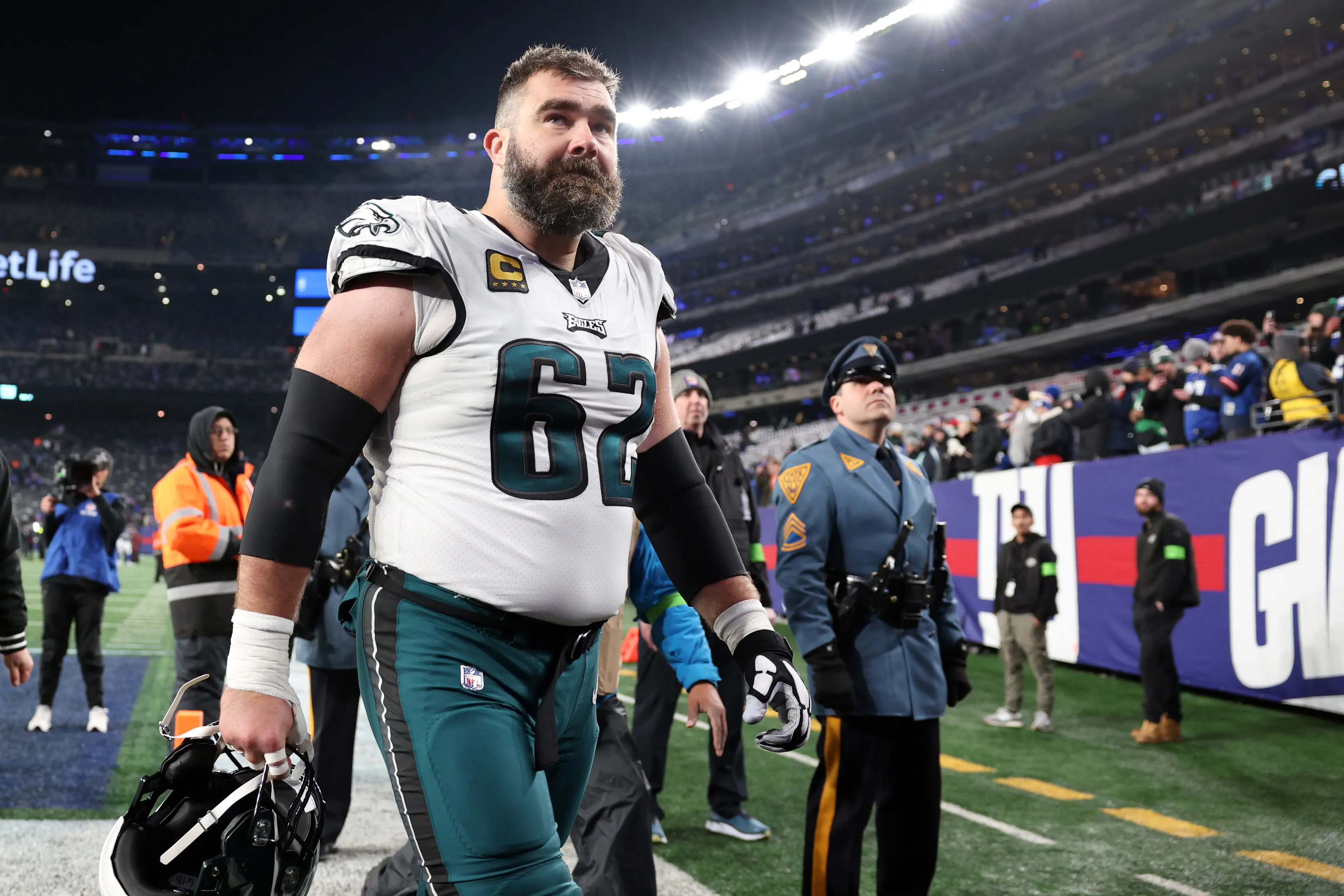 Jason Kelce spent his entire 13-year NFL career with the Philadelphia Eagles. Image: Getty