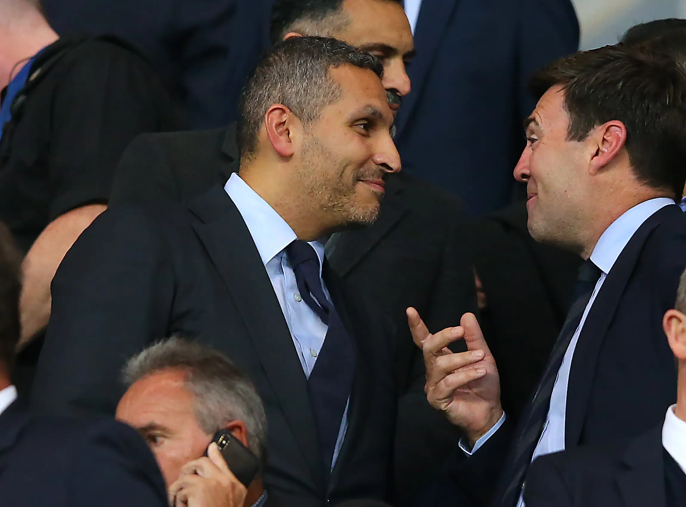 Man City chairman Khaldoon Al Mubarak and Andy Burnham in 2019. Image credit: Getty