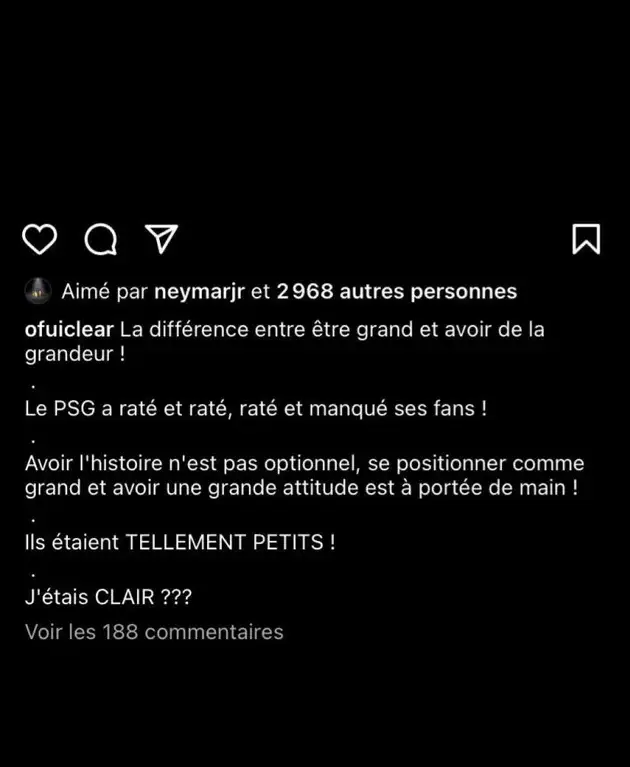 Neymar liked the post. Image: Instagram/Reddit