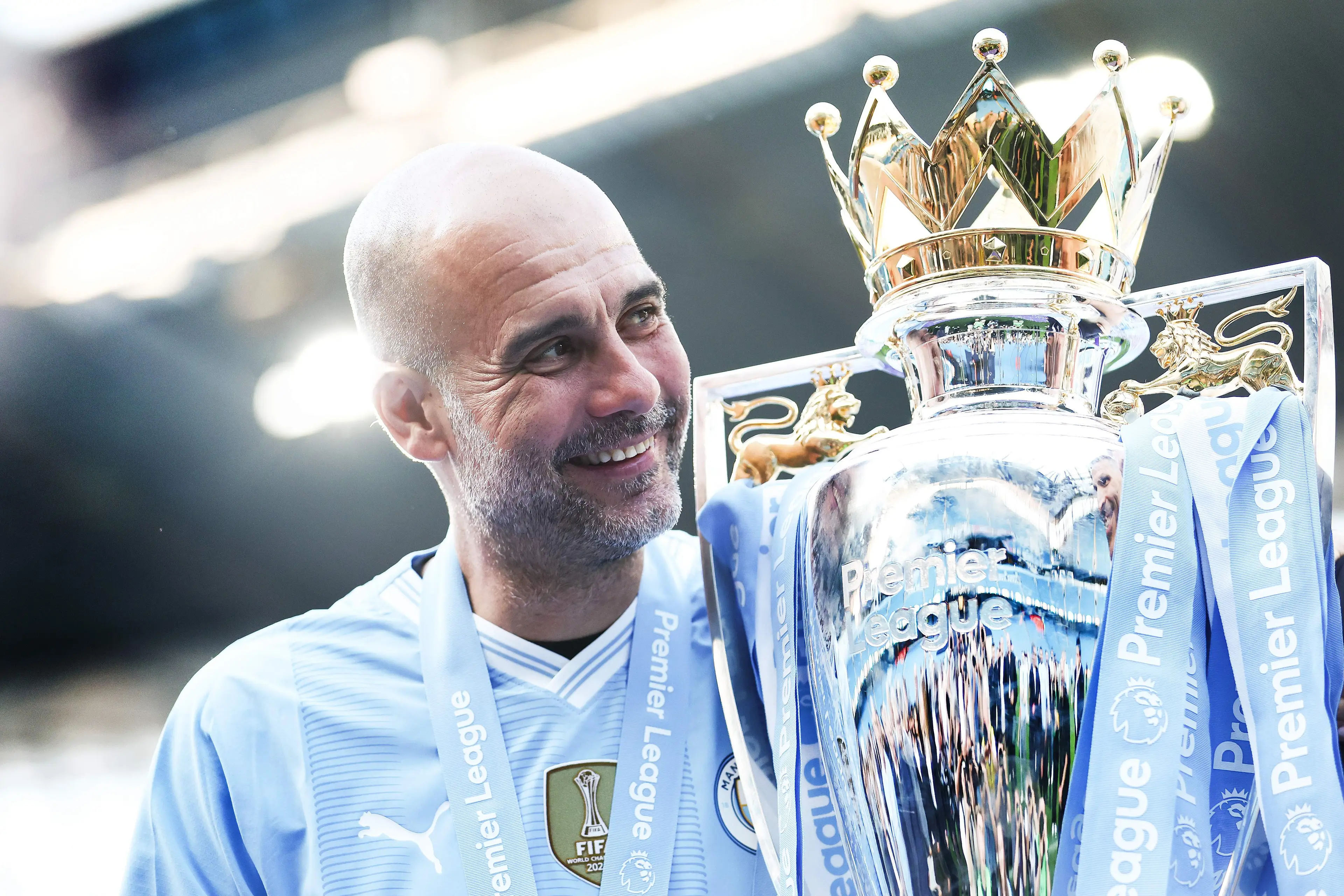 Pep Guardiola with his sixth Premier League title (Getty)