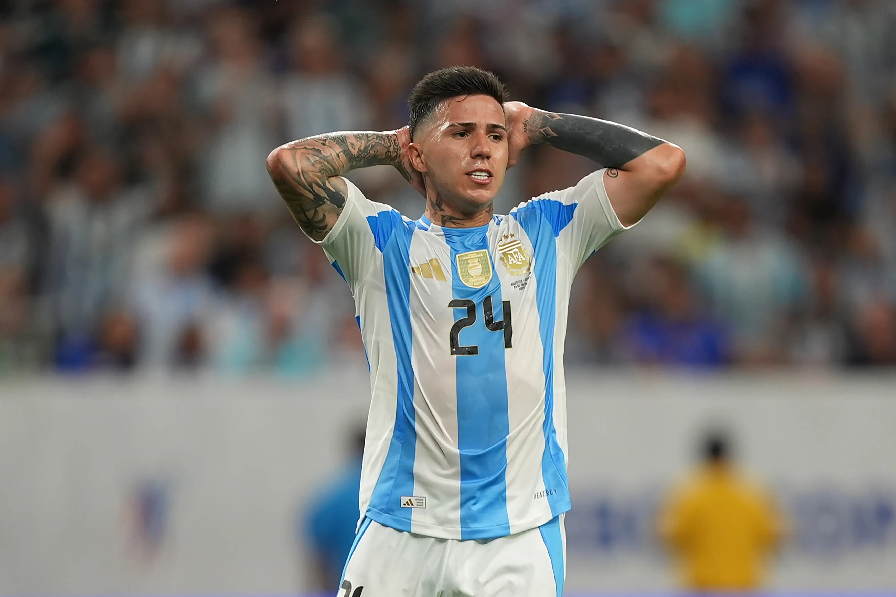 Enzo Fernandez in action for Argentina at this summer's Copa America. Image: Getty