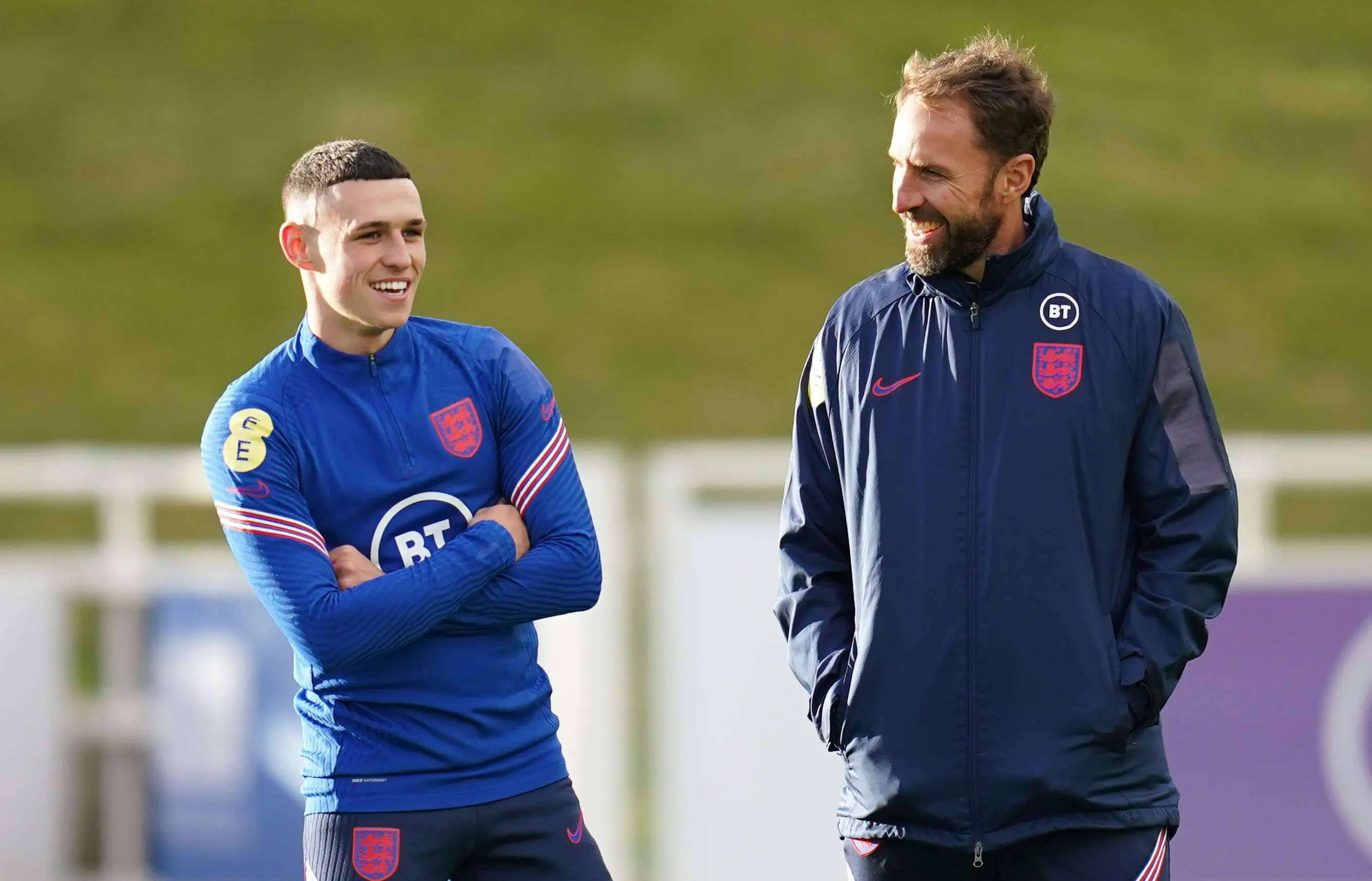 Foden and Southgate in England training last year. (Image
