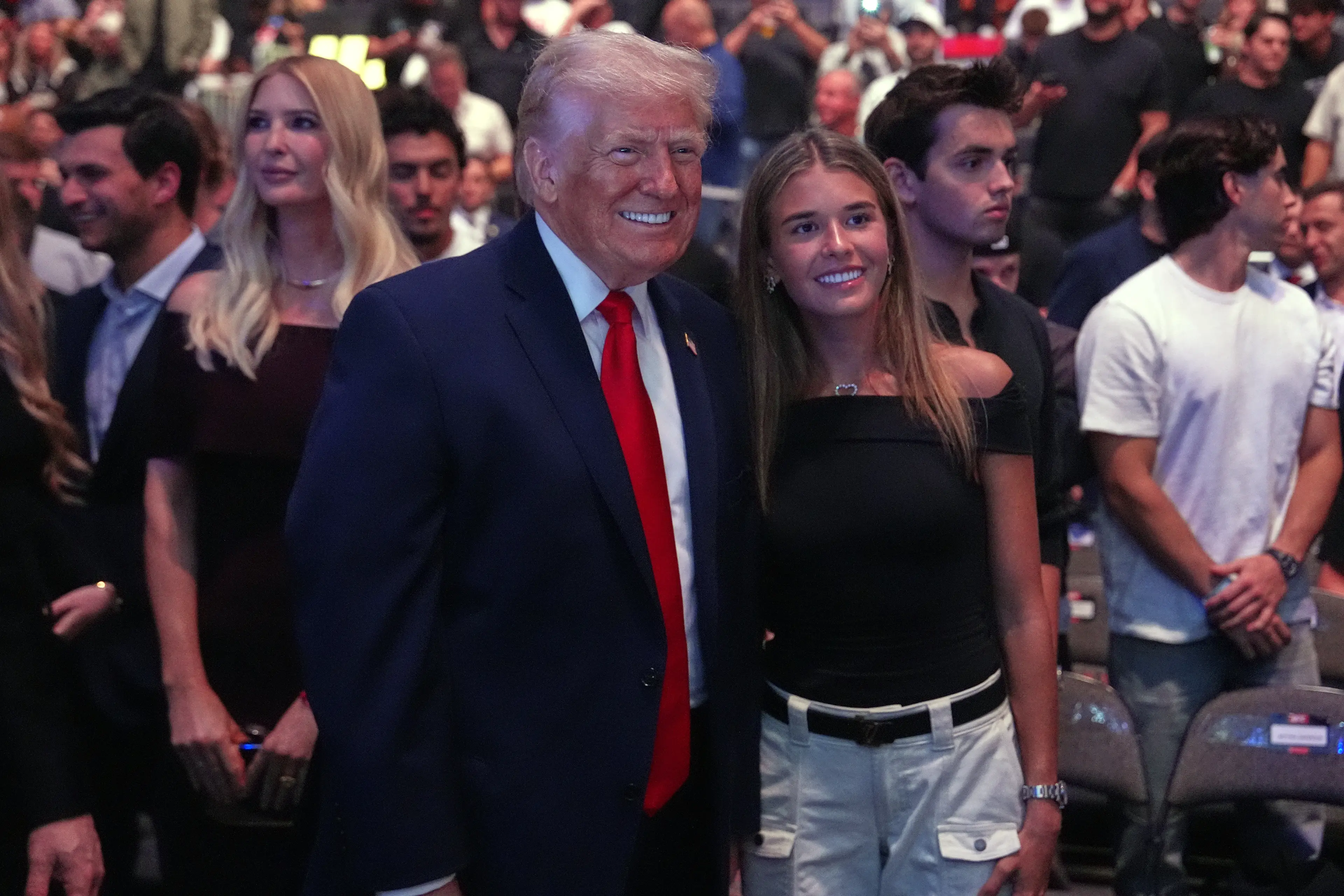 President Donald Trump poses for photos with Kai Trump during UFC 327 at Kaseya Center on April 11, 2026 in Miami, Florida. (Getty Images)