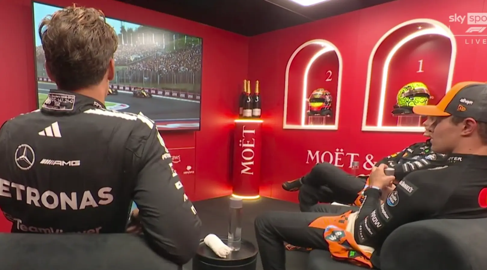 The Mclaren drivers winced watching the footage (Sky F1)