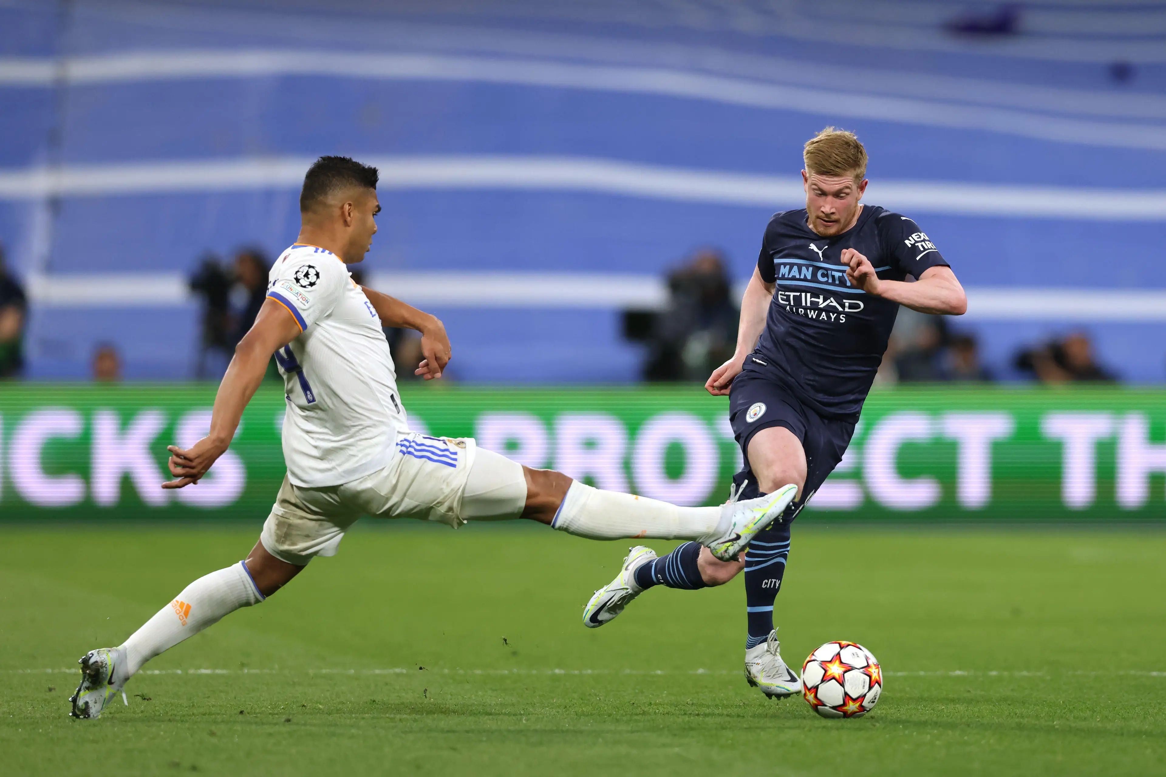 Manchester City's Kevin De Bruyne versus Real Madrid (Sportimage / Alamy)