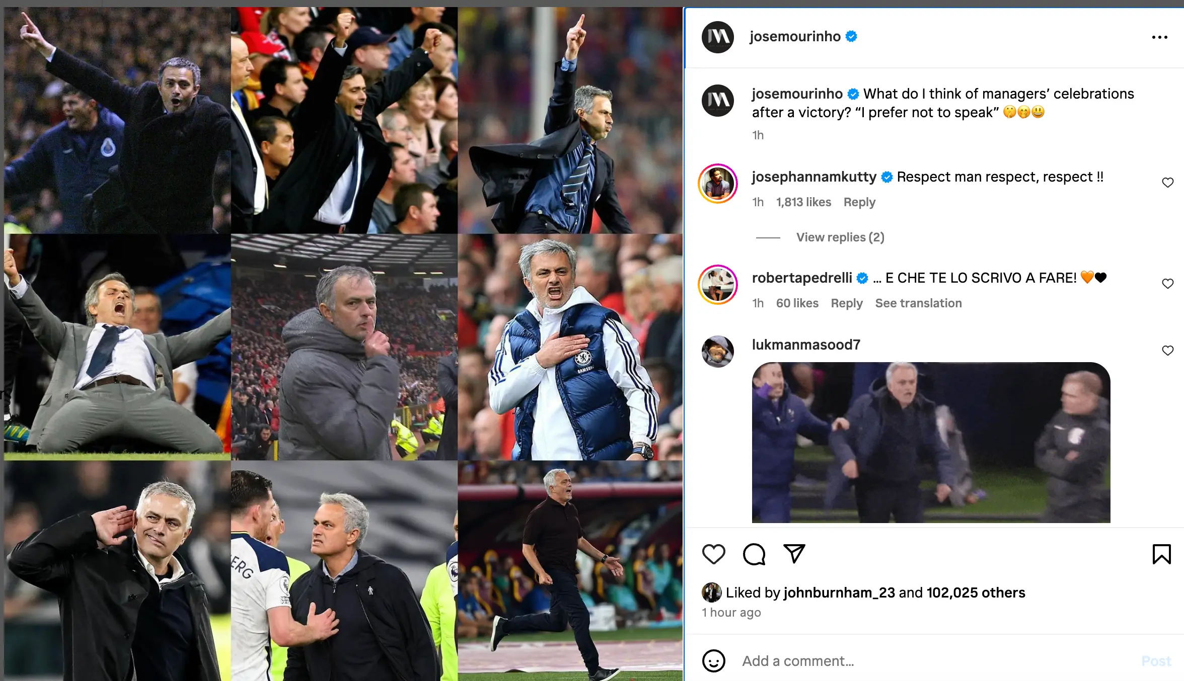 Image credit: Instagram/josemourinho