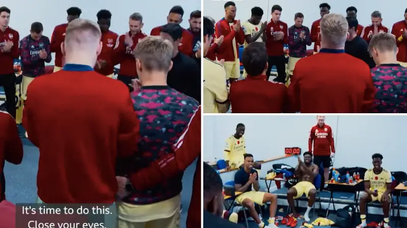 Incredible Footage Shows Mikel Arteta Getting Entire Arsenal Squad To Rub Palms Before Game