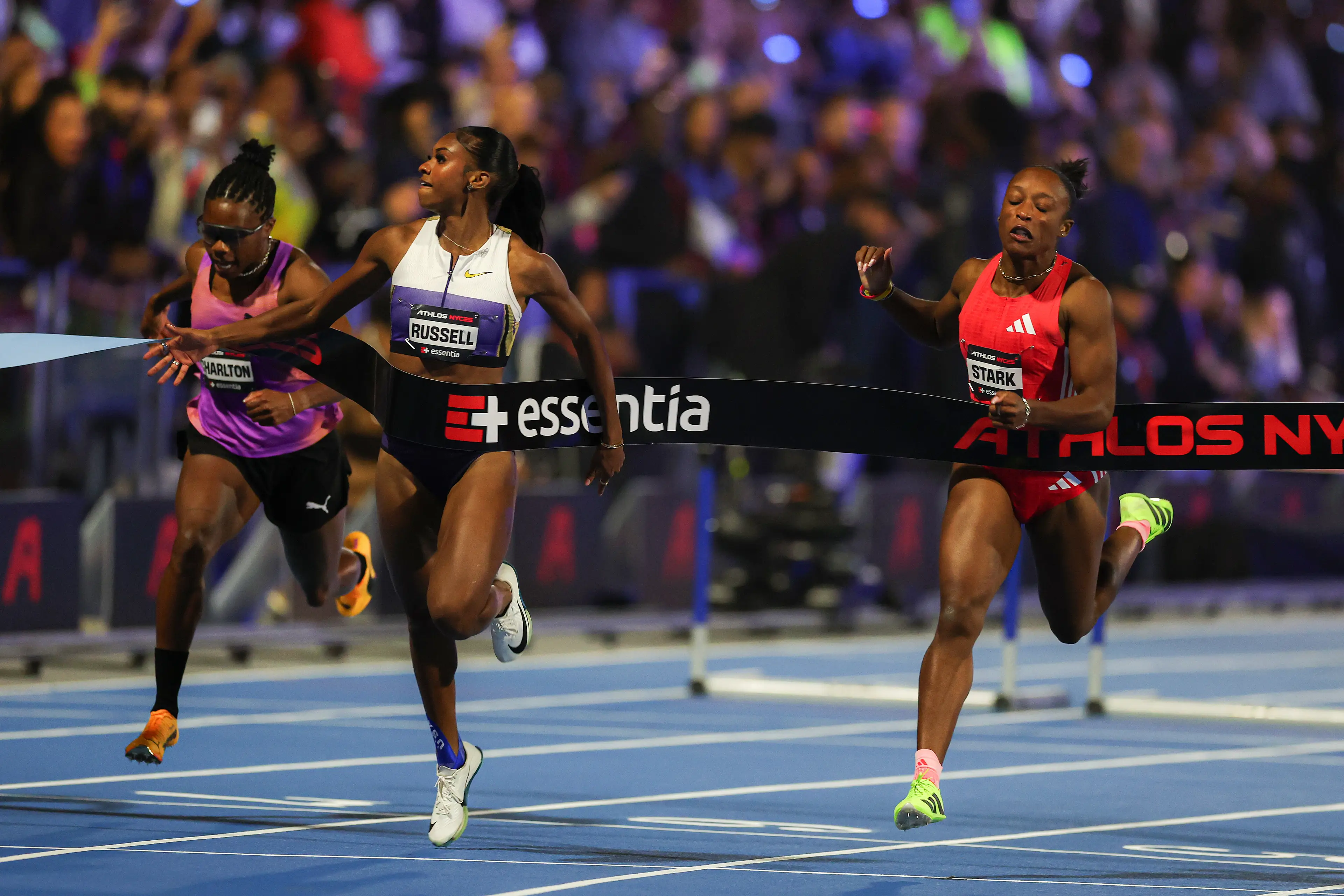 Masai Russell won the 100m hurdles (Image: Ishika Samant / Staff via Getty)